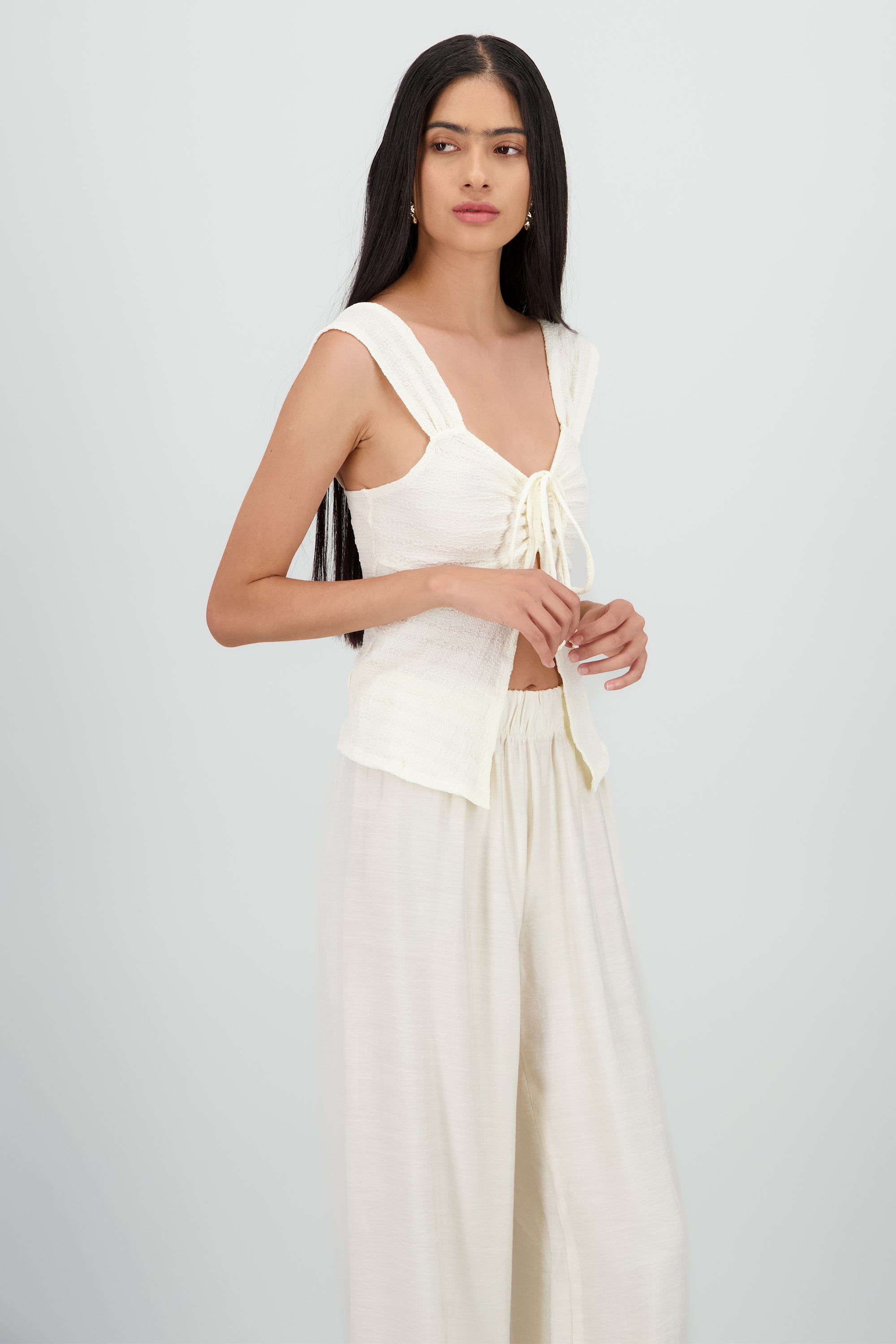 Blusa trextura detalle fruncido BLANCO