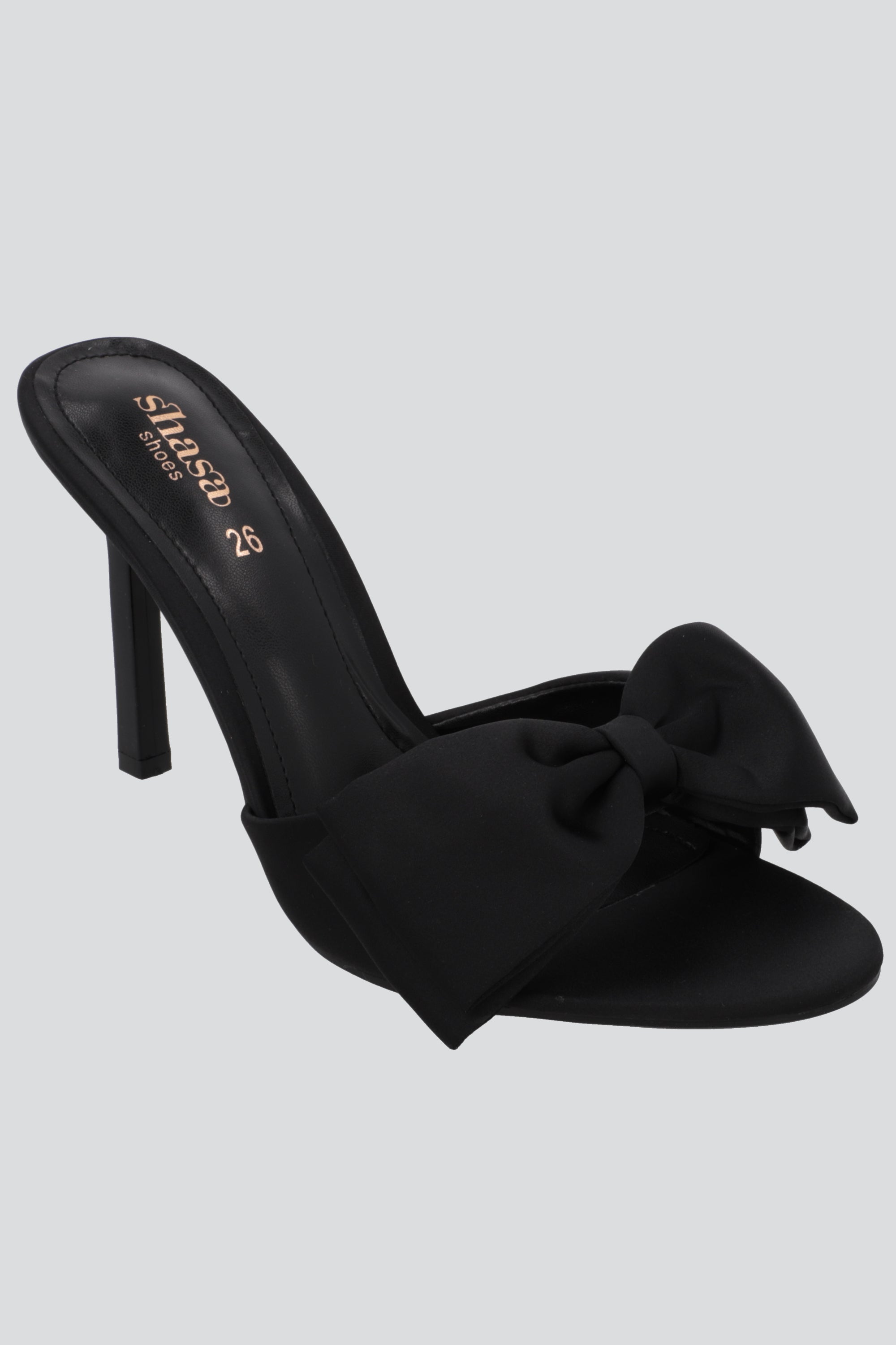 Tacon alto mula moño satinado NEGRO