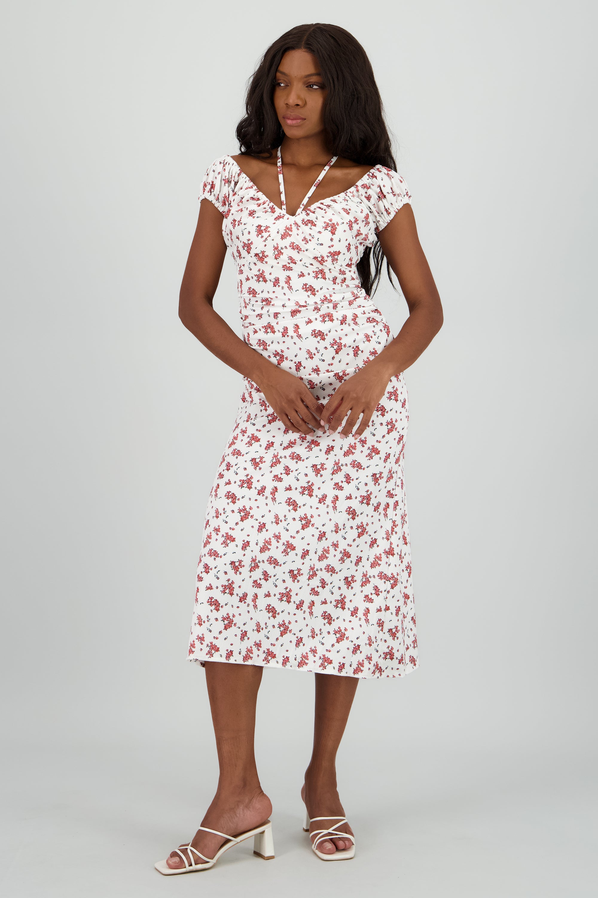 Vestido maxi estampado flores BLANCO COMBO