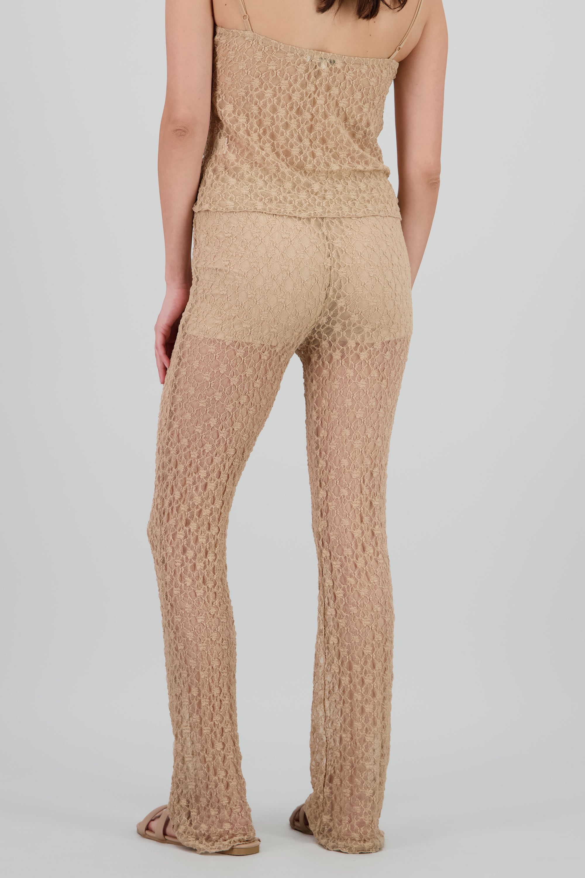 Pantalon textura encaje TAUPE