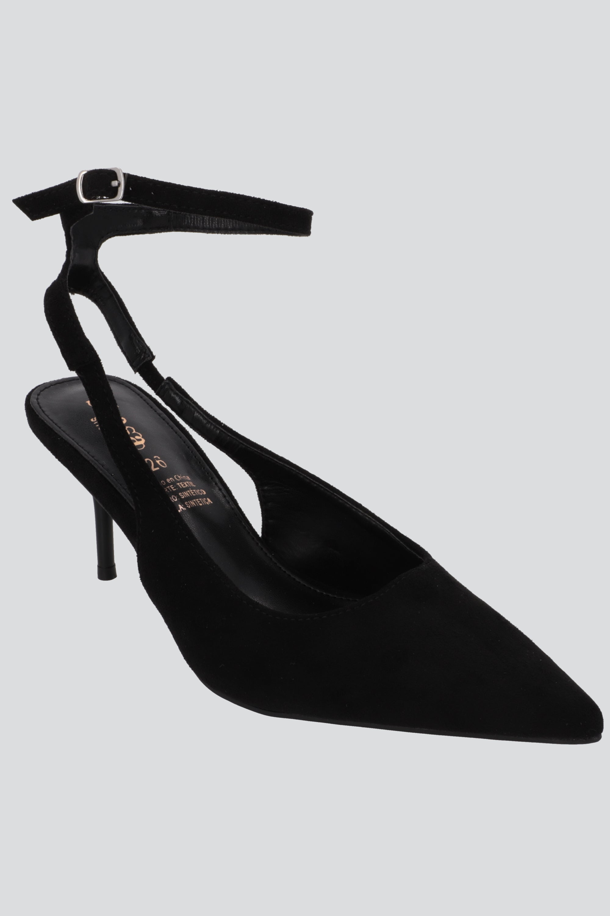 Tacon pointy pulsera suede NEGRO