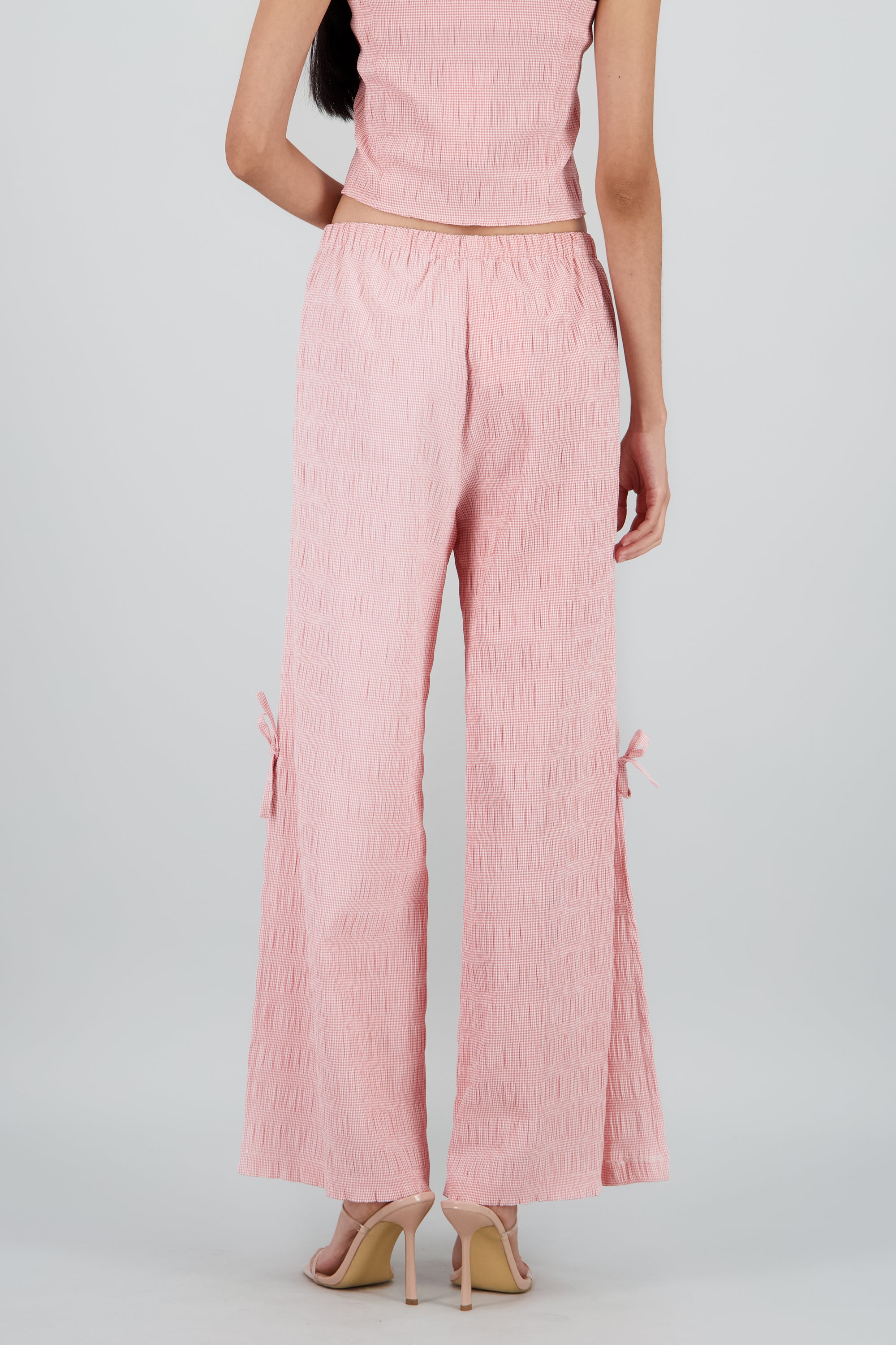 Pantalon wide leg textura ROJO COMBO