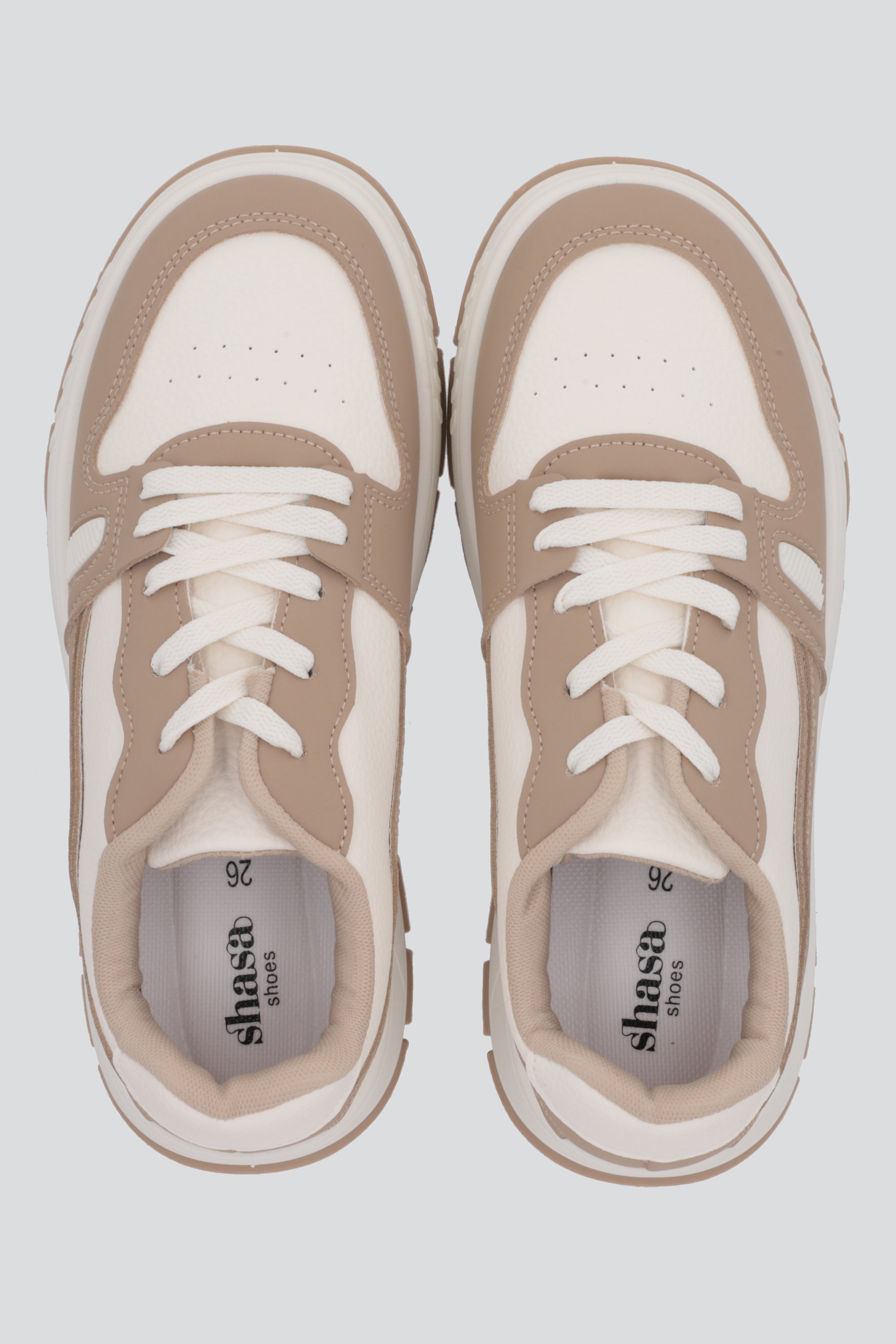 Tenis basico contraste zigzag BEIGE