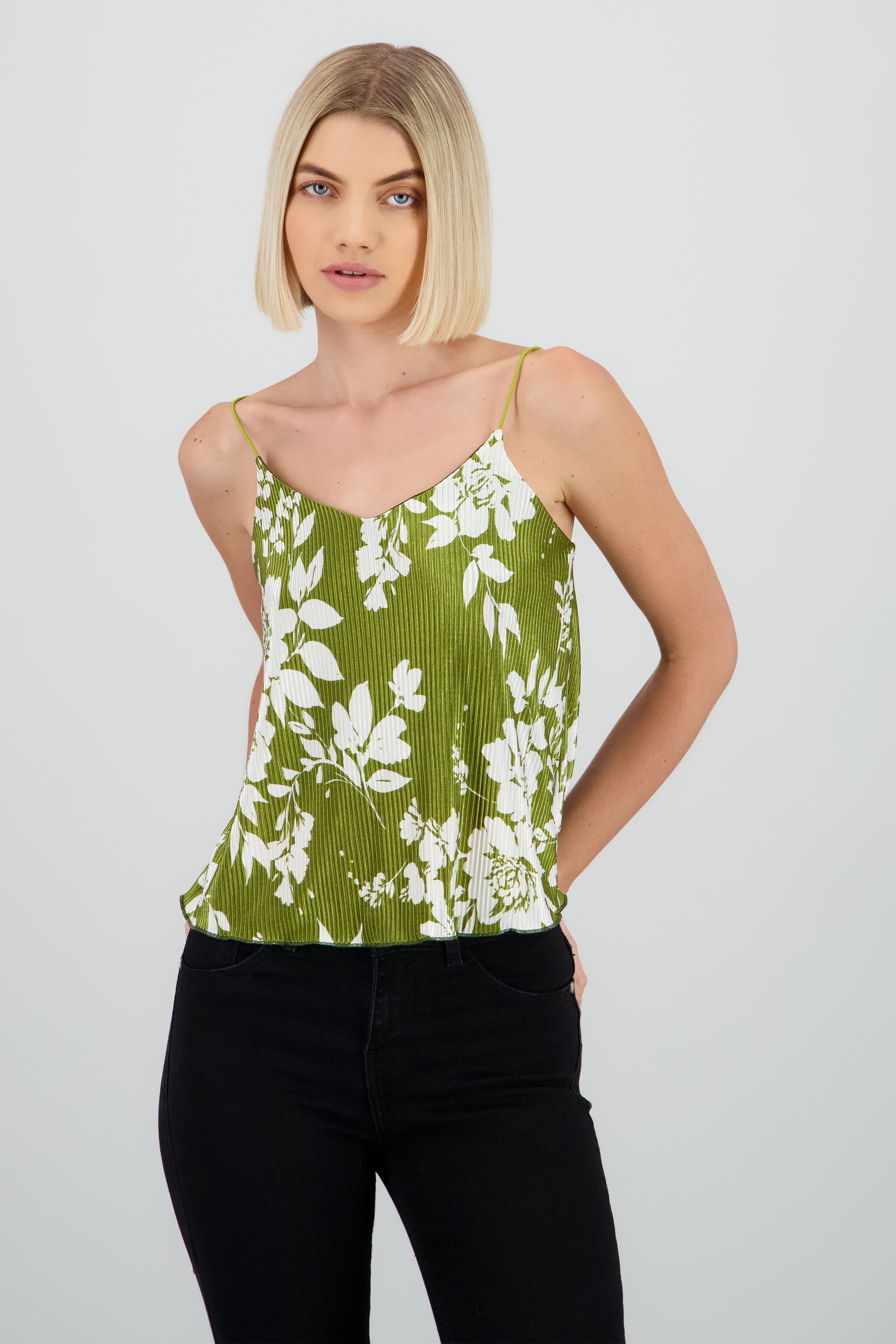 Blusa tirantes detalle plisado OLIVO COMBO