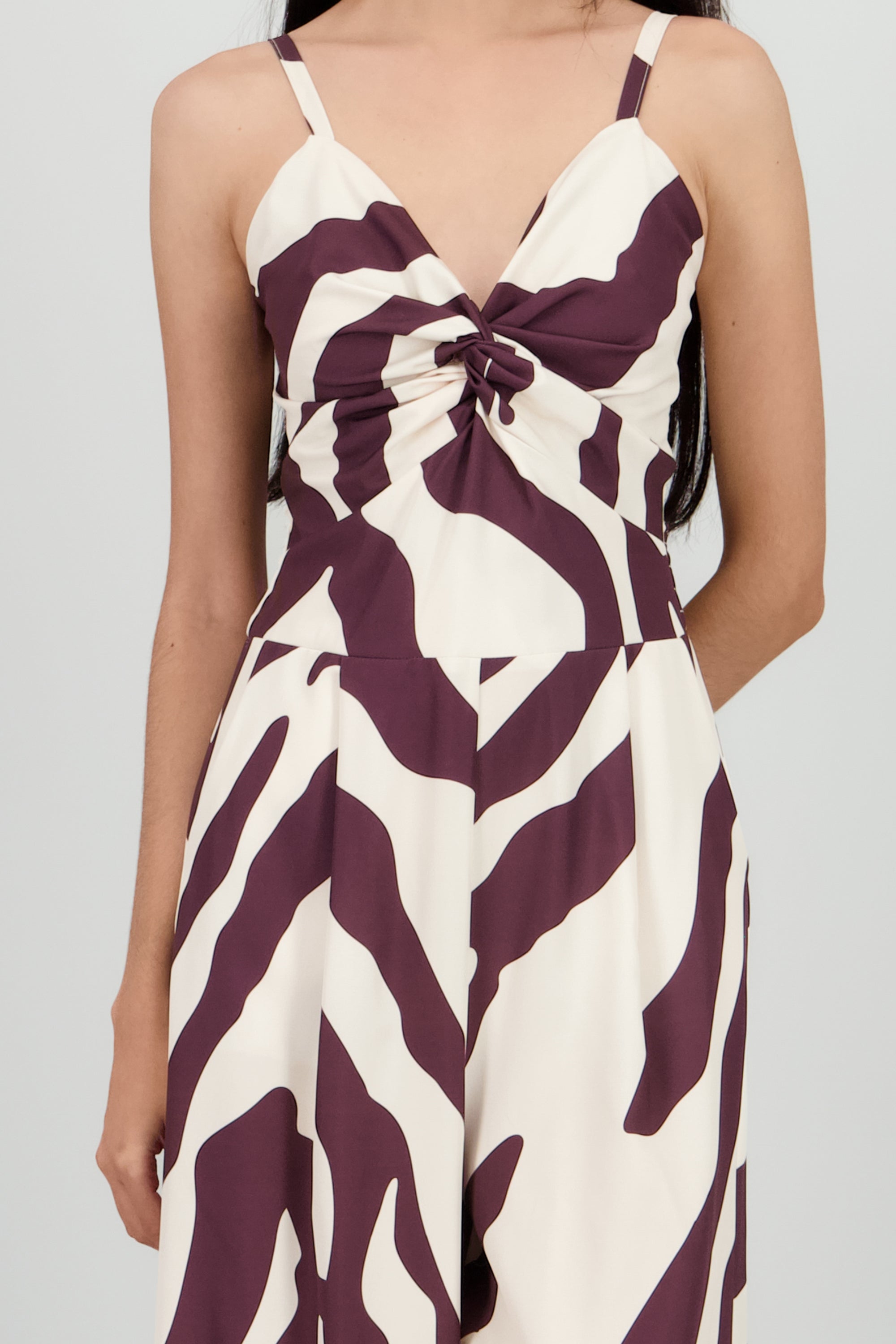 Jumpsuit tirantes estampado detalle nudo CIRUELA