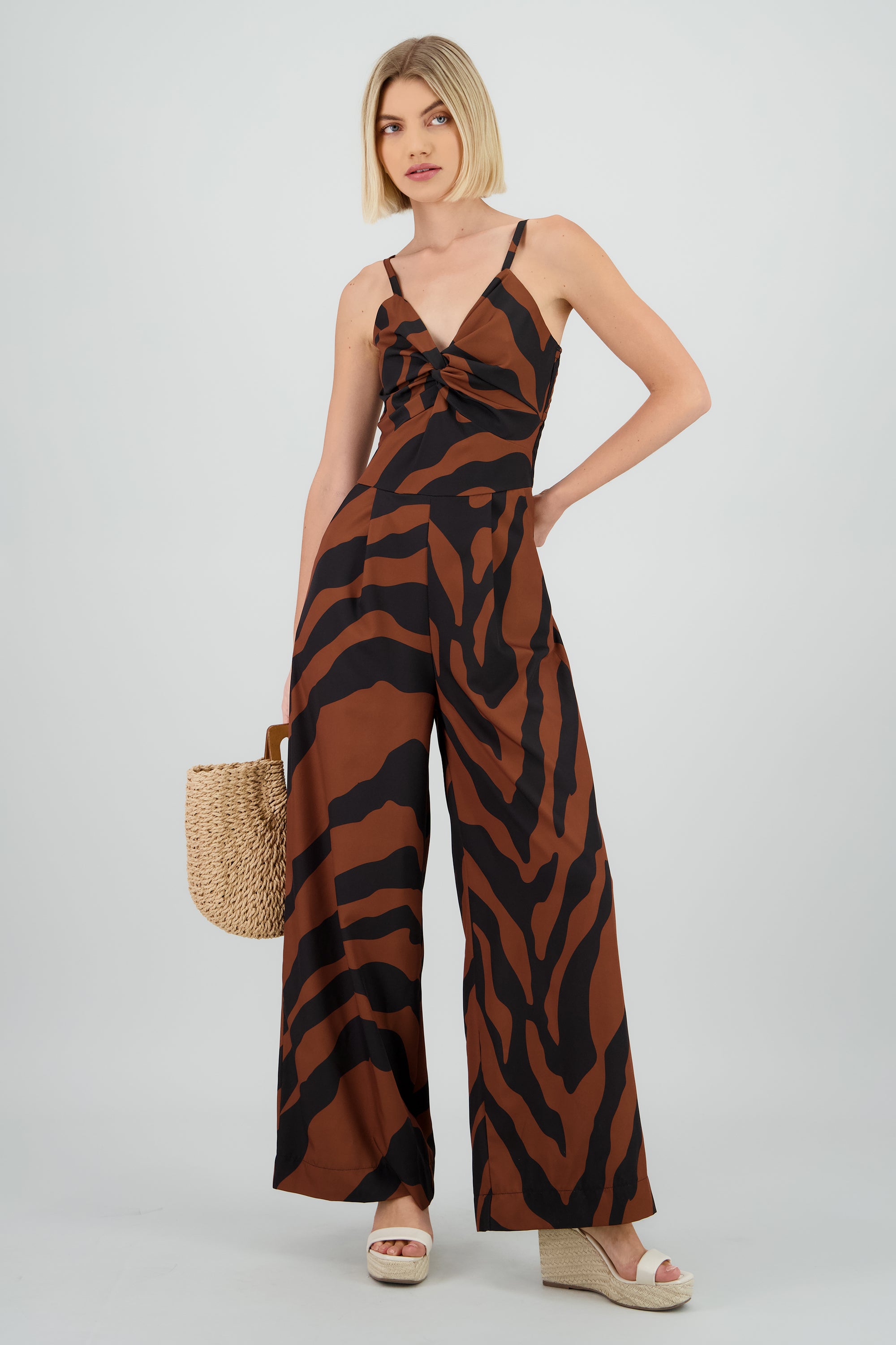 Jumpsuit tirantes estampado detalle nudo CAFE