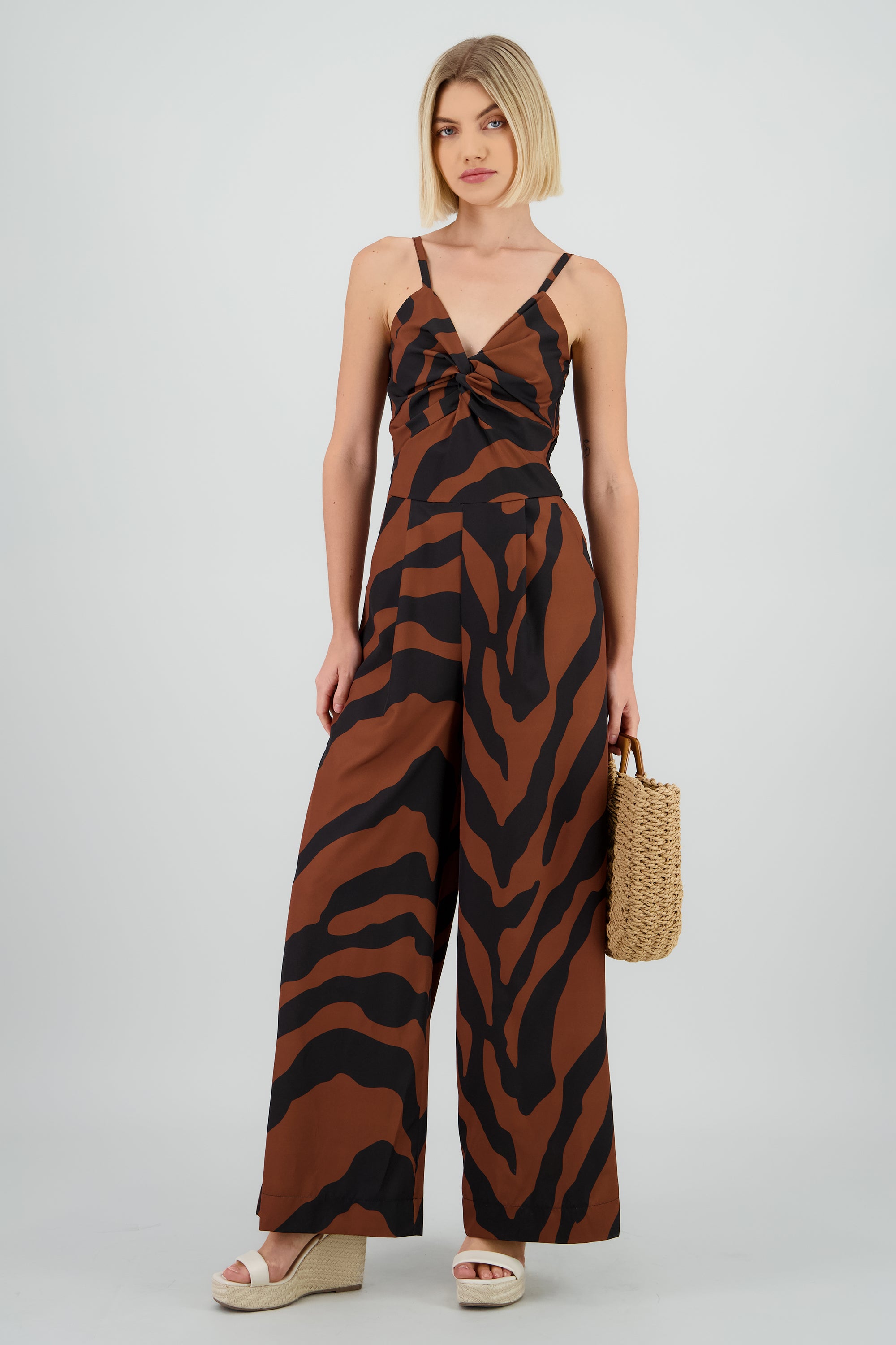 Jumpsuit tirantes estampado detalle nudo CAFE