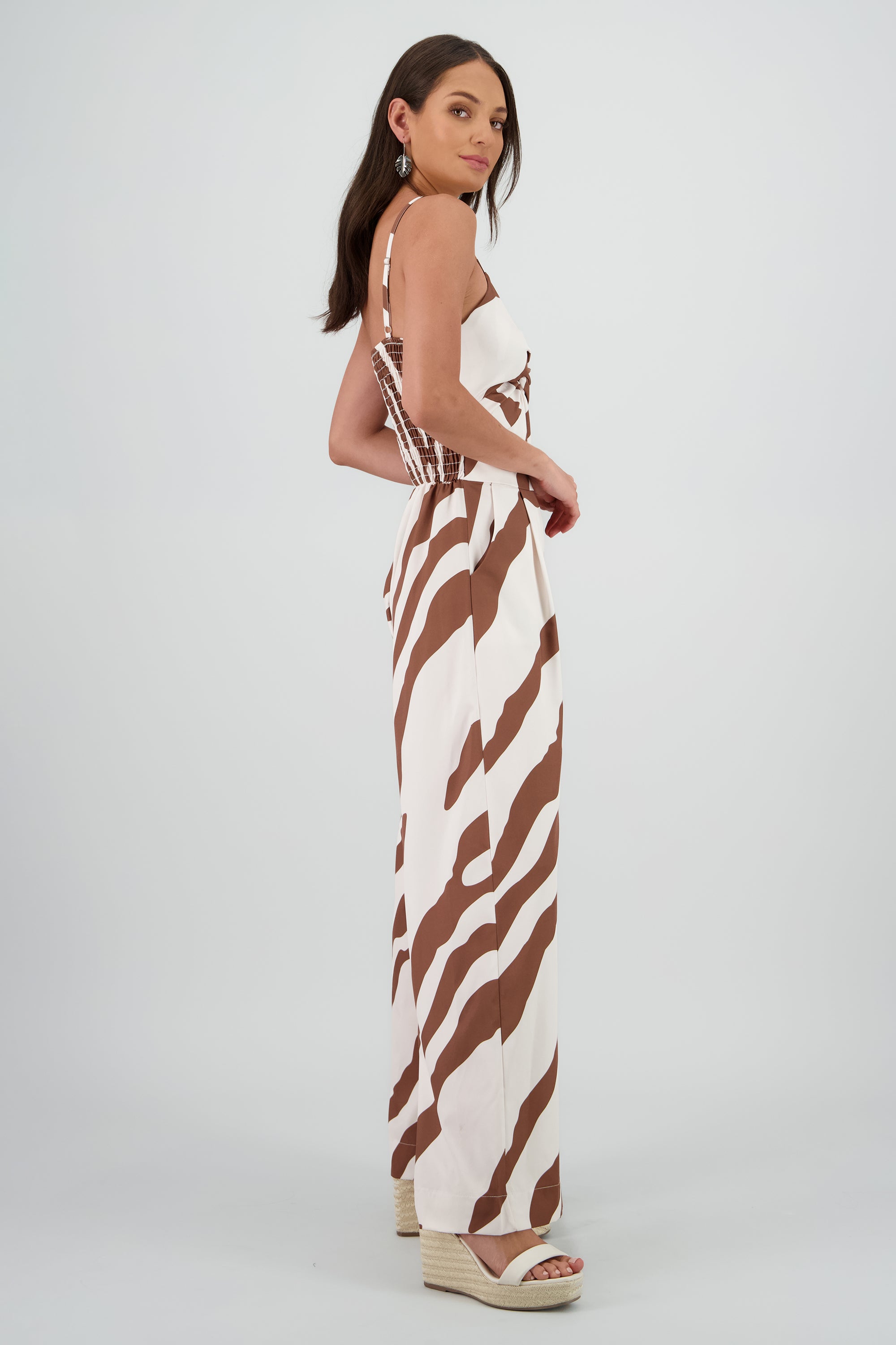 Jumpsuit tirantes estampado detalle nudo KHAKI