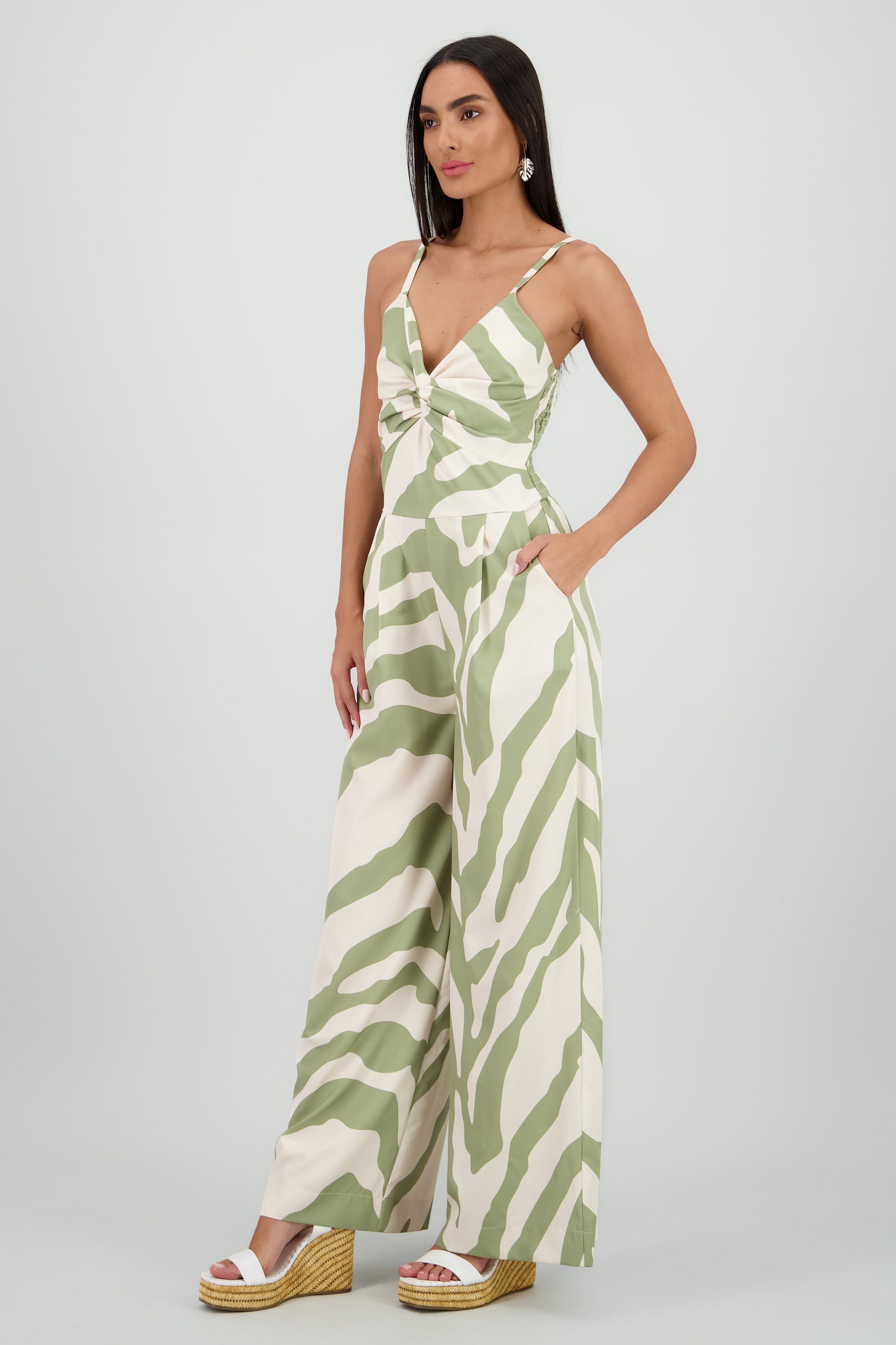 Jumpsuit tirantes estampado detalle nudo OLIVO COMBO