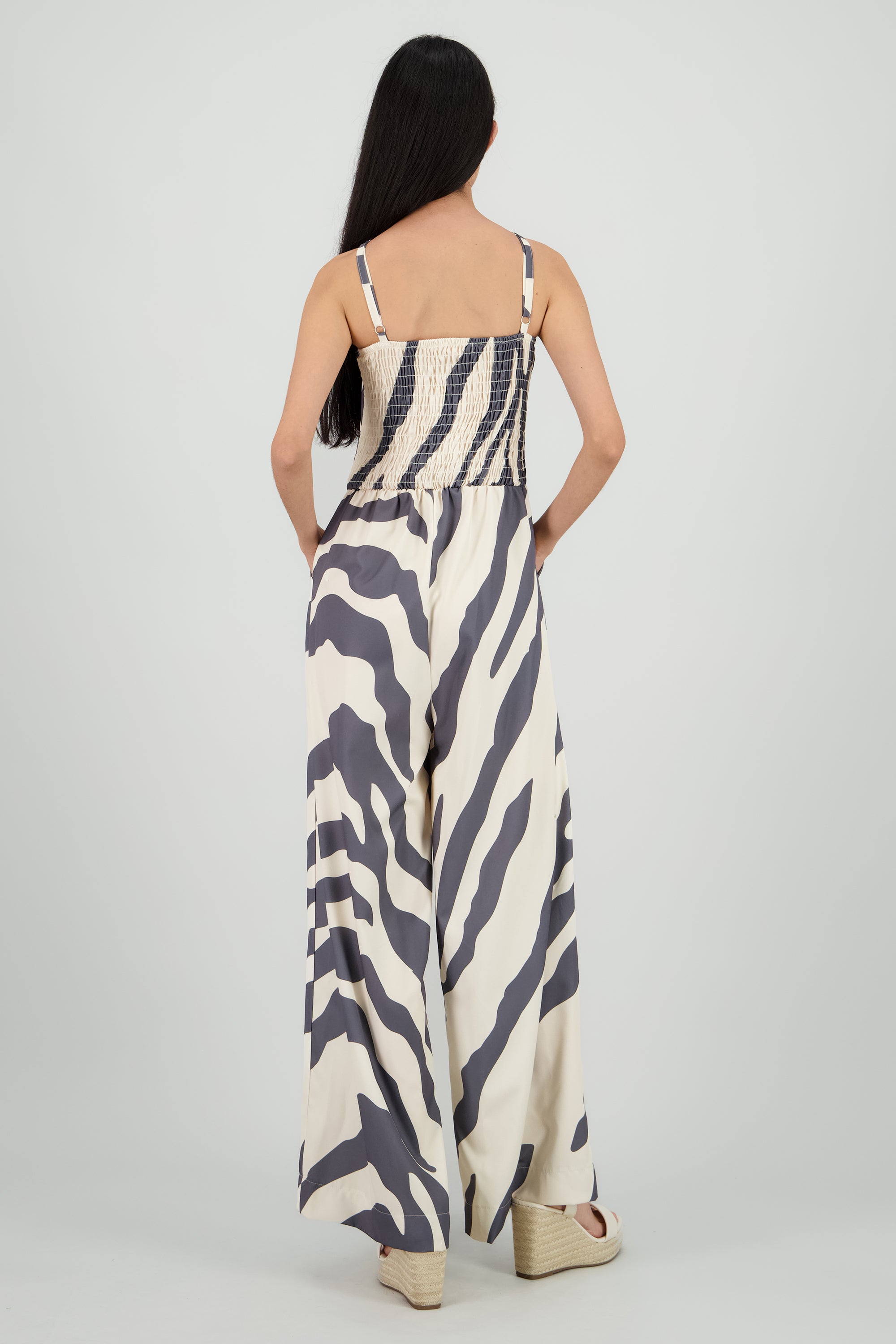 Jumpsuit tirantes estampado detalle nudo GRIS OBSCURO