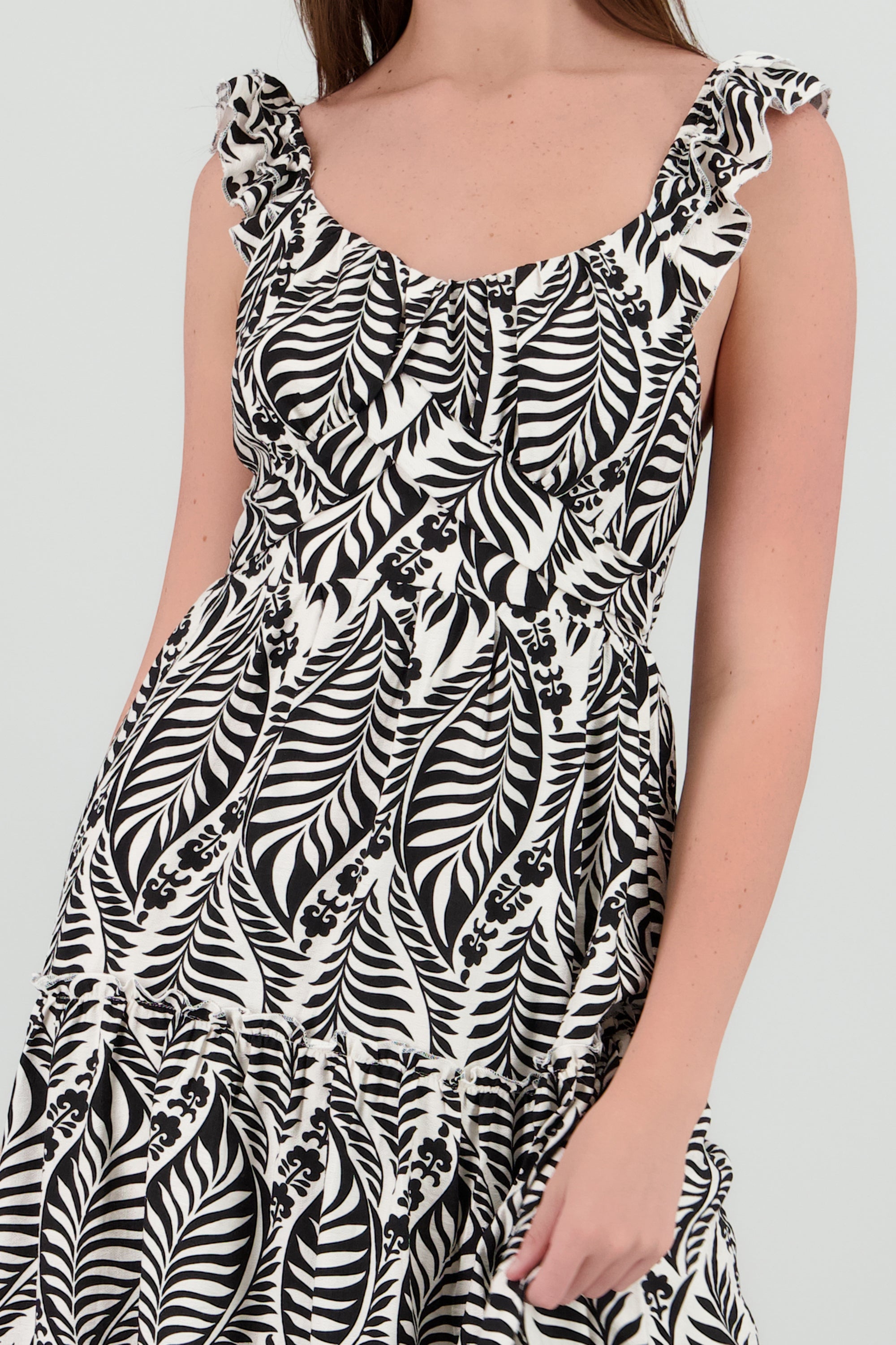 Vestido maxi estampado NEGRO COMBO