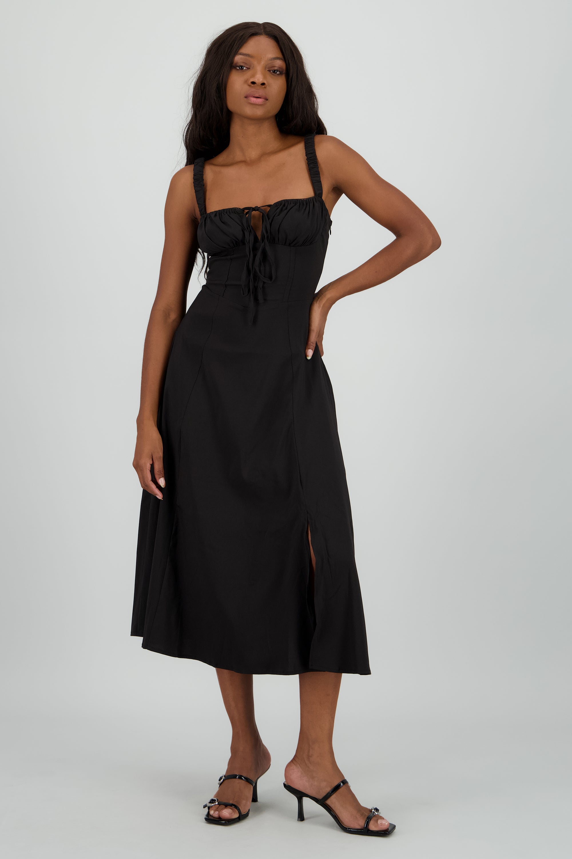 Vestido liso maxi NEGRO