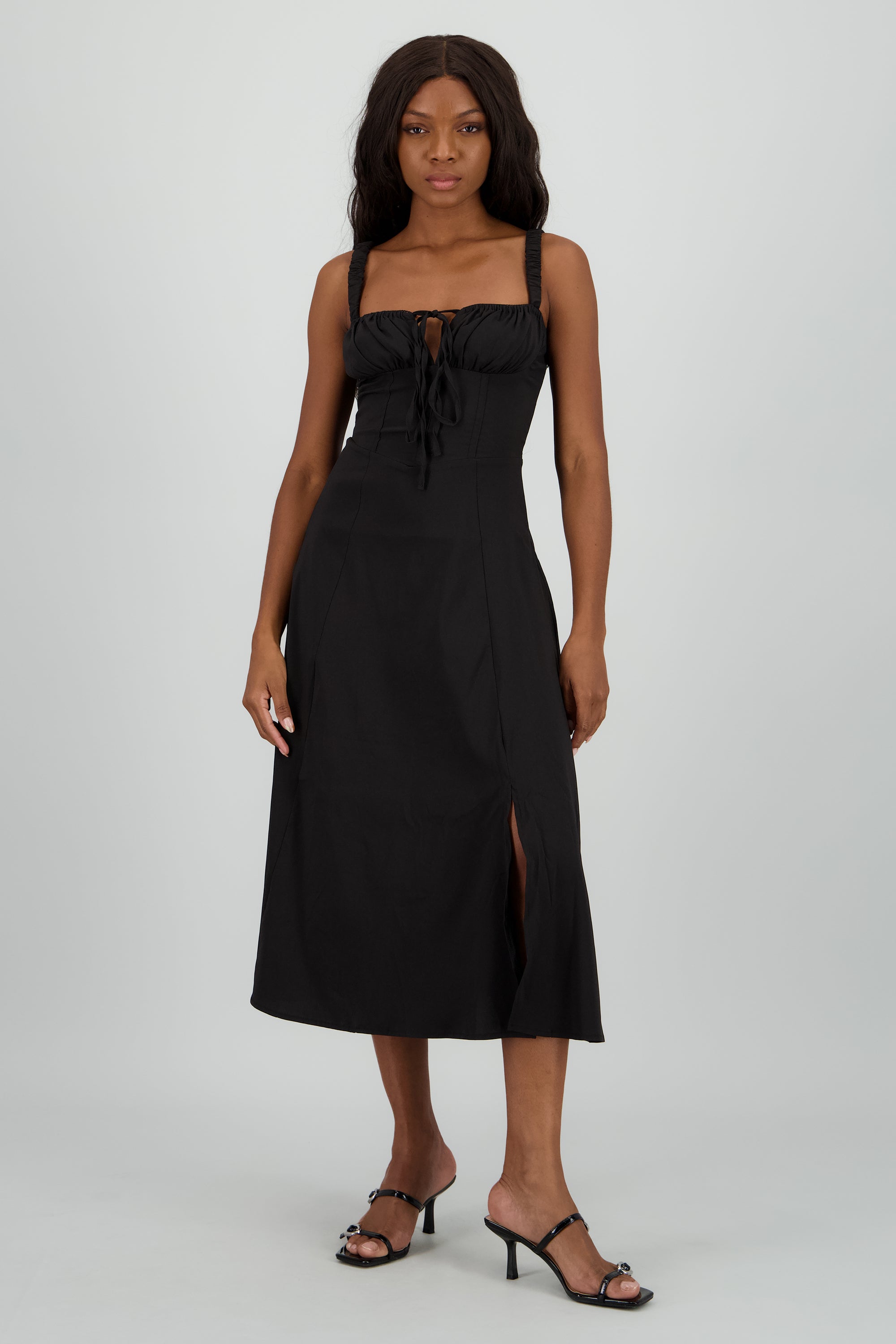 Vestido liso maxi NEGRO