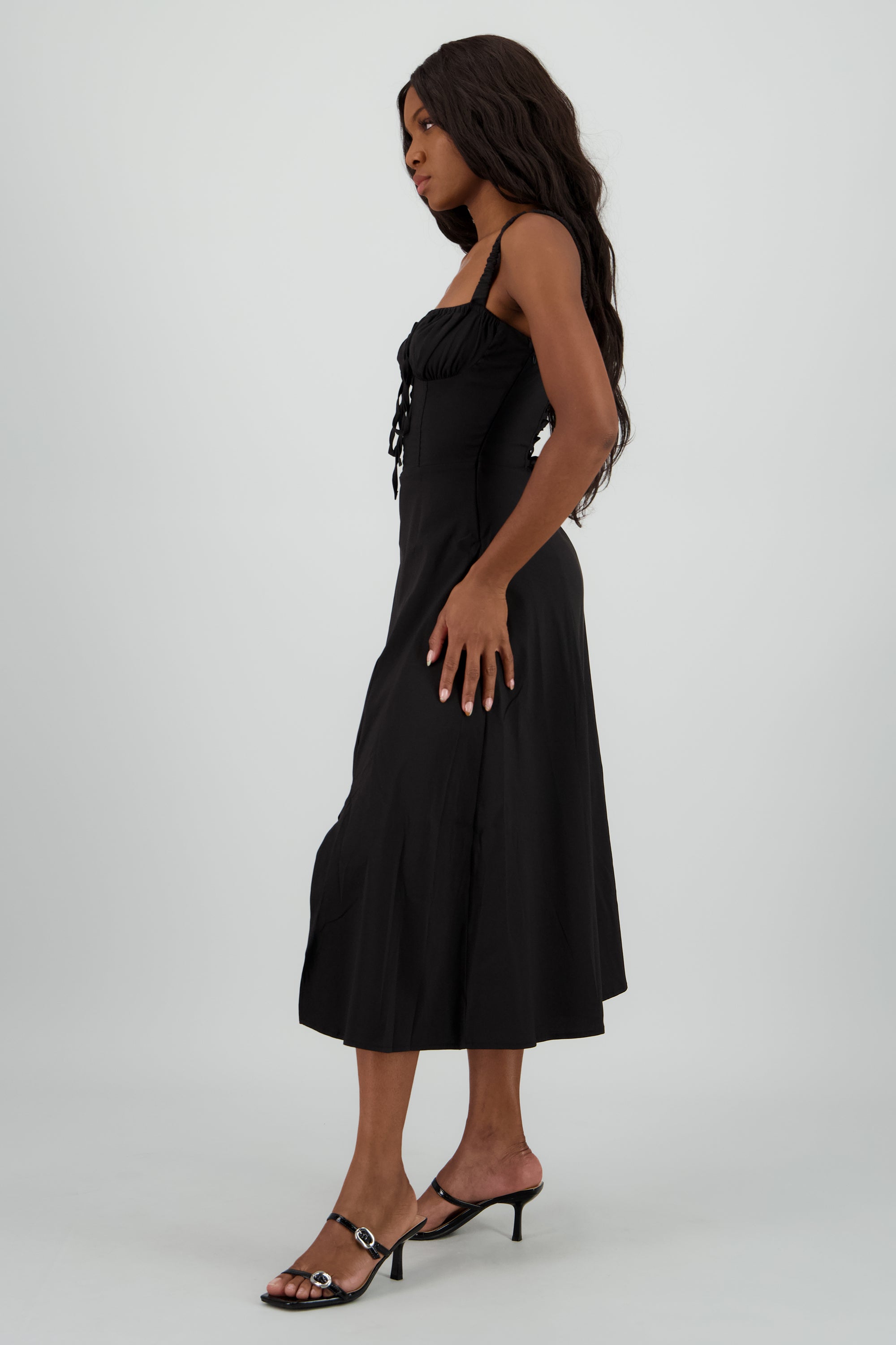Vestido liso maxi NEGRO
