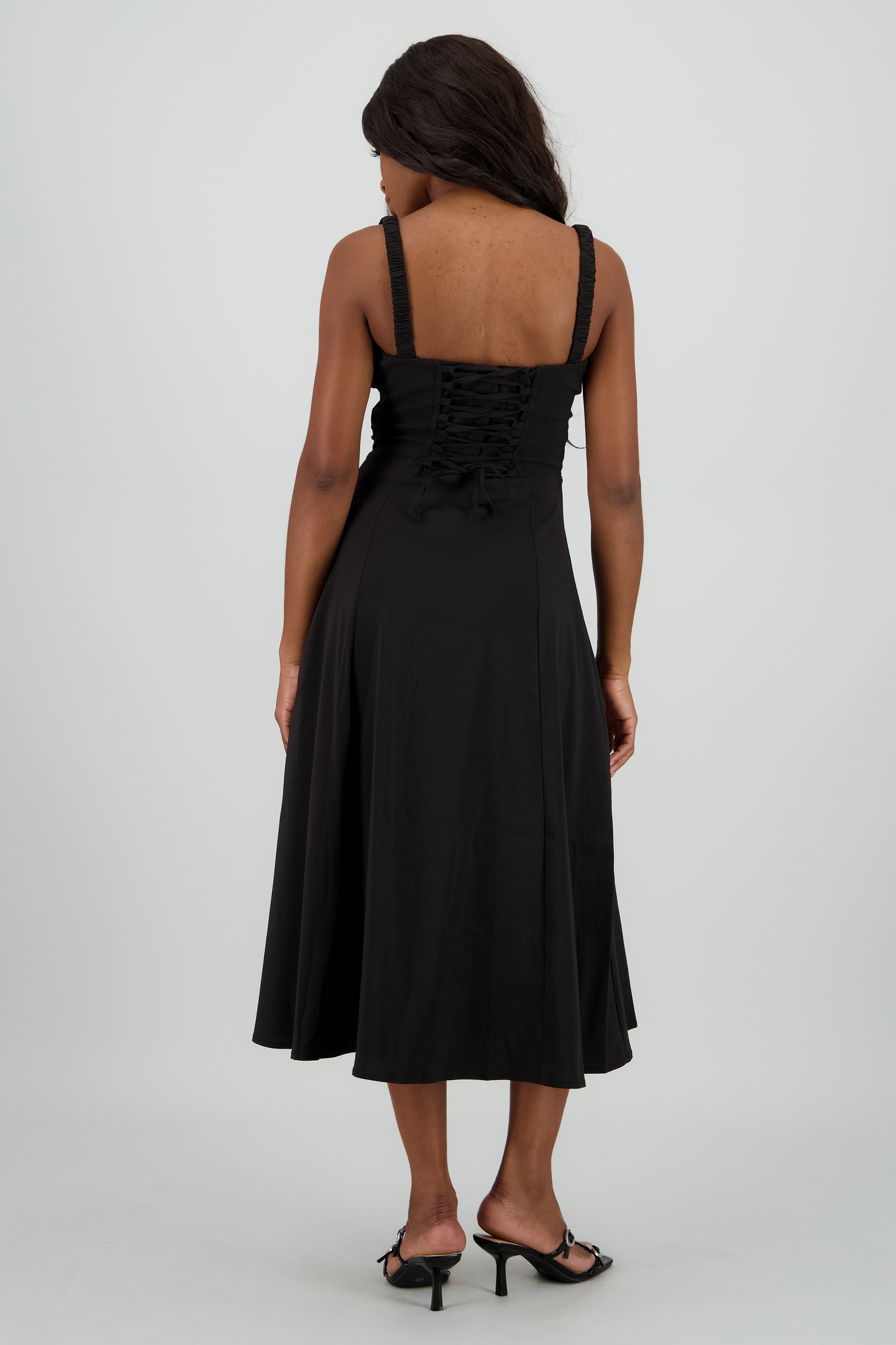 Vestido liso maxi NEGRO