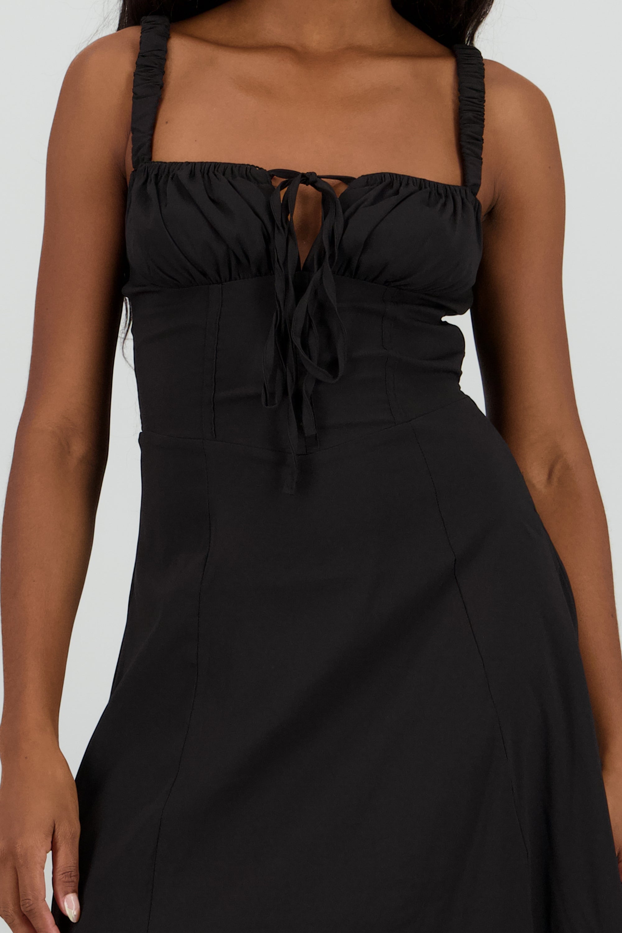 Vestido liso maxi NEGRO