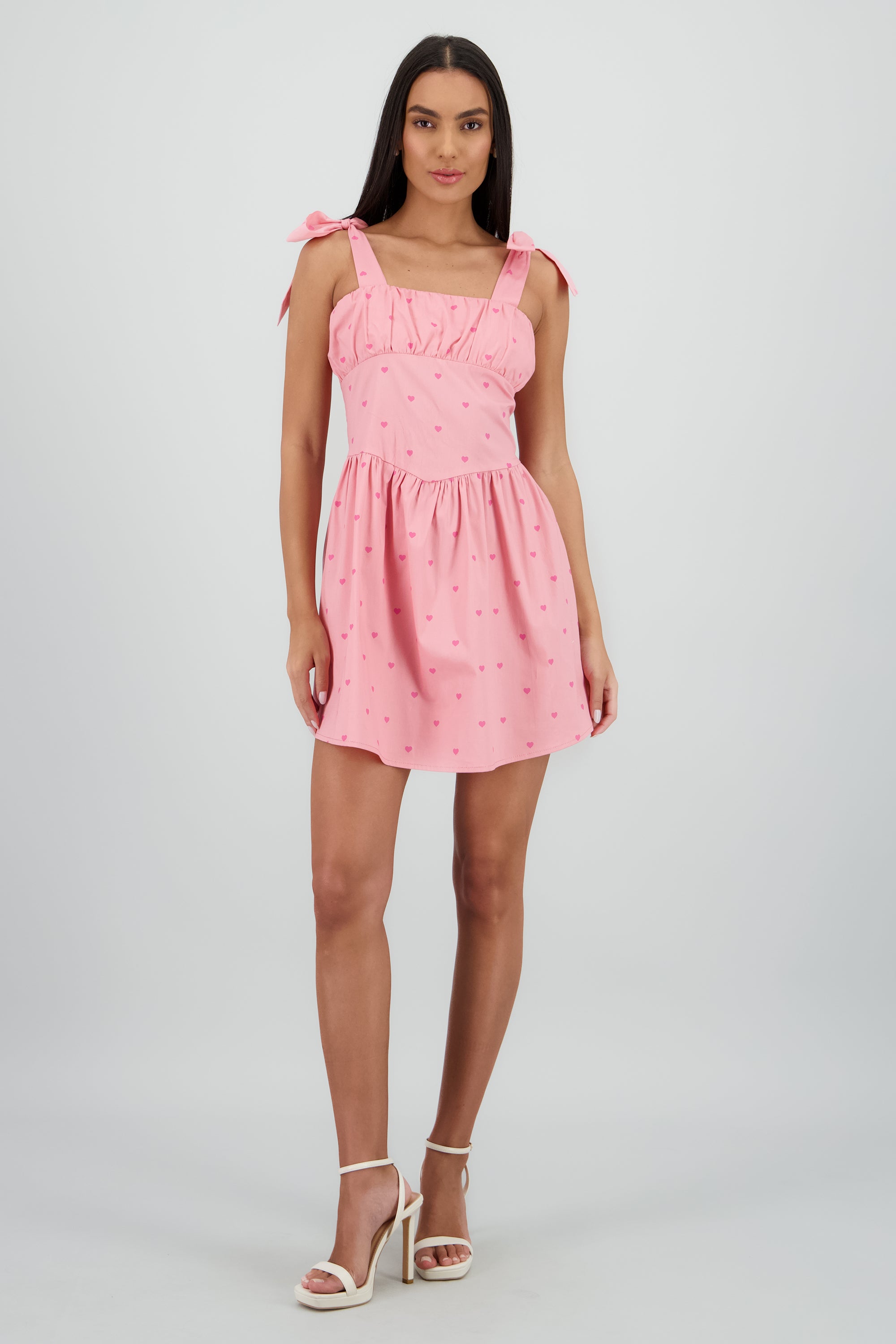 Vestido mini estampado corazones ROSA COMBO