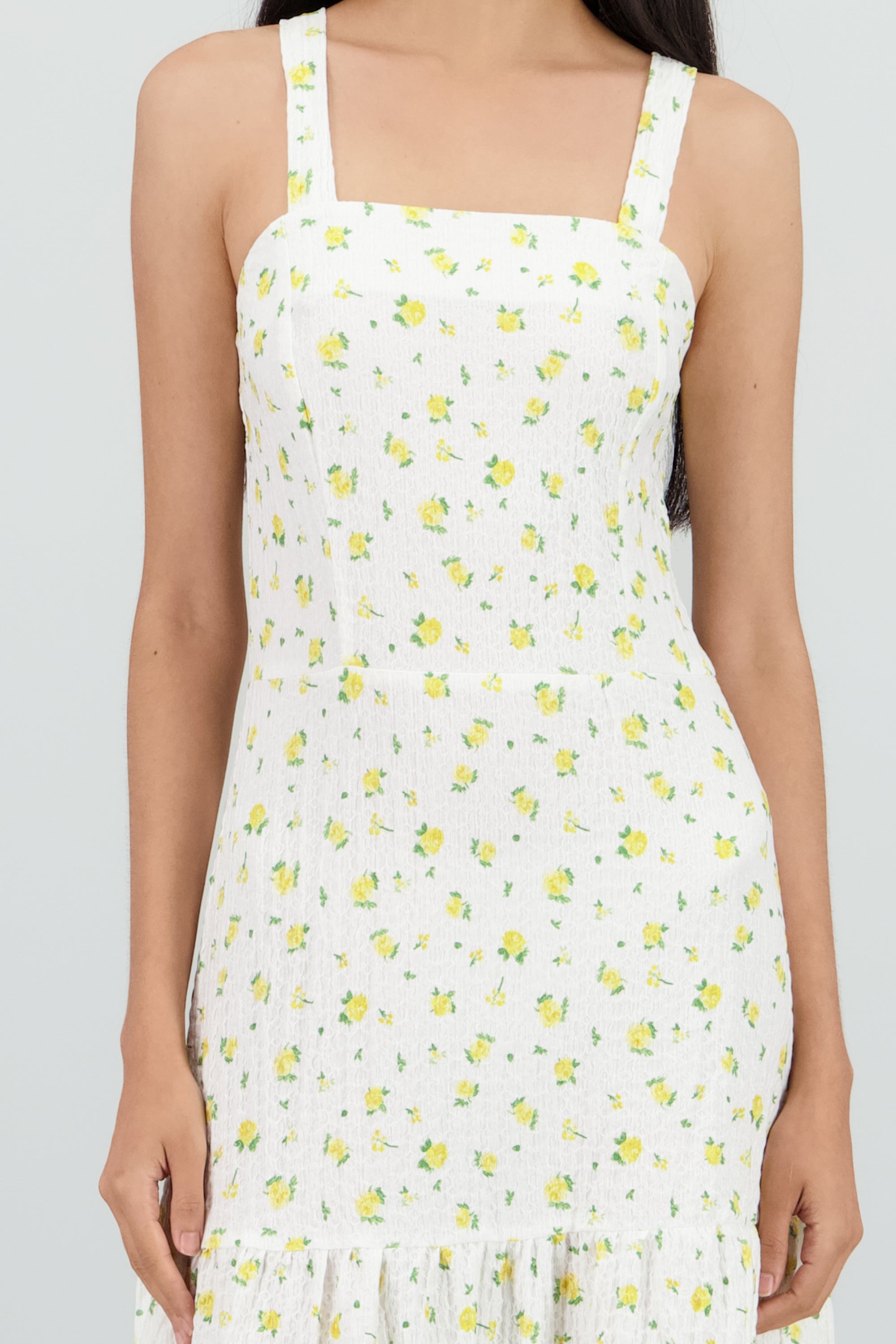 Vestido midi tirantes estampado flores AMARILLO COMBO