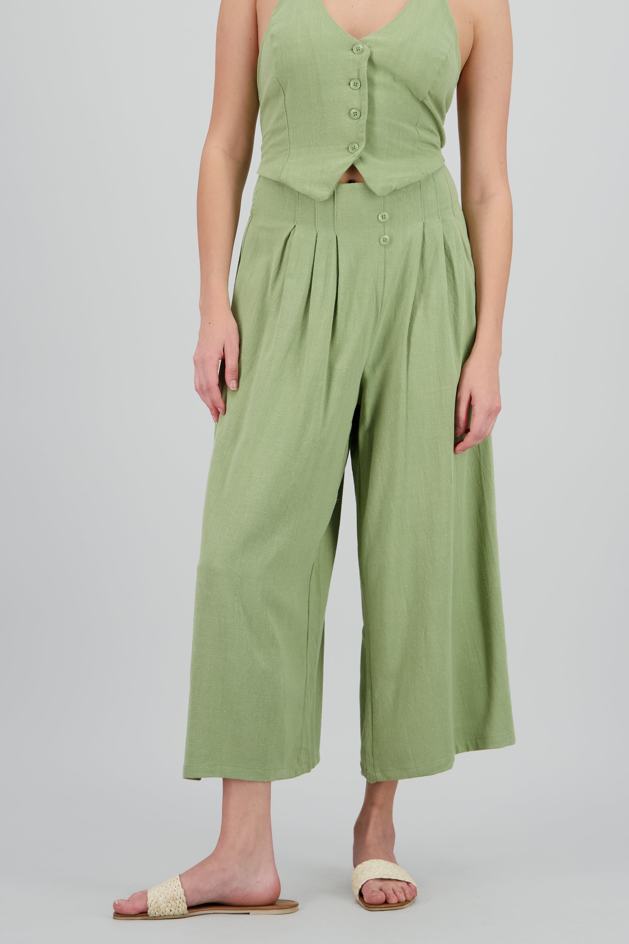 Pantalon 2 pinzas amplio OLIVO