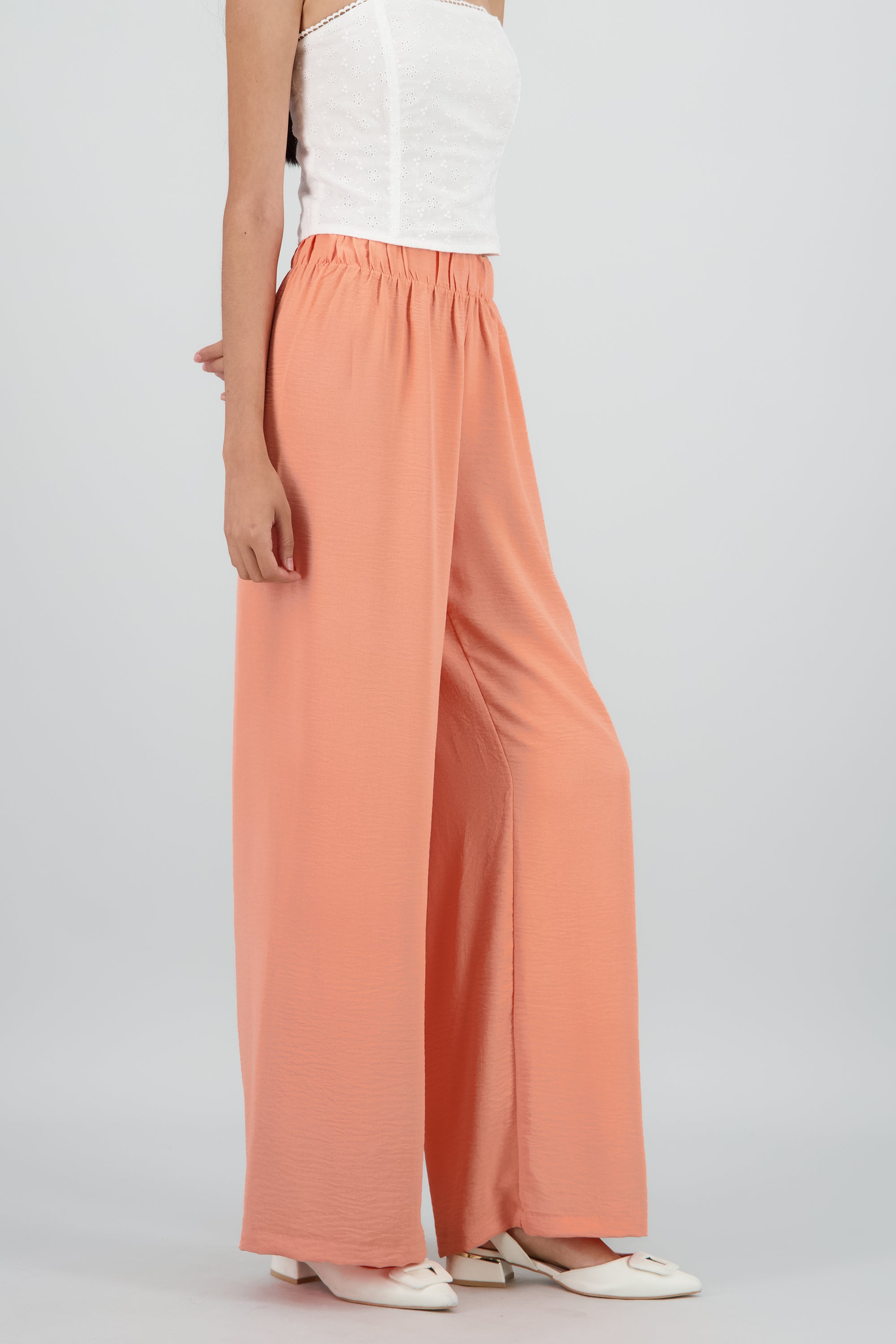 Pantalon detalle resorte fluido DURAZNO