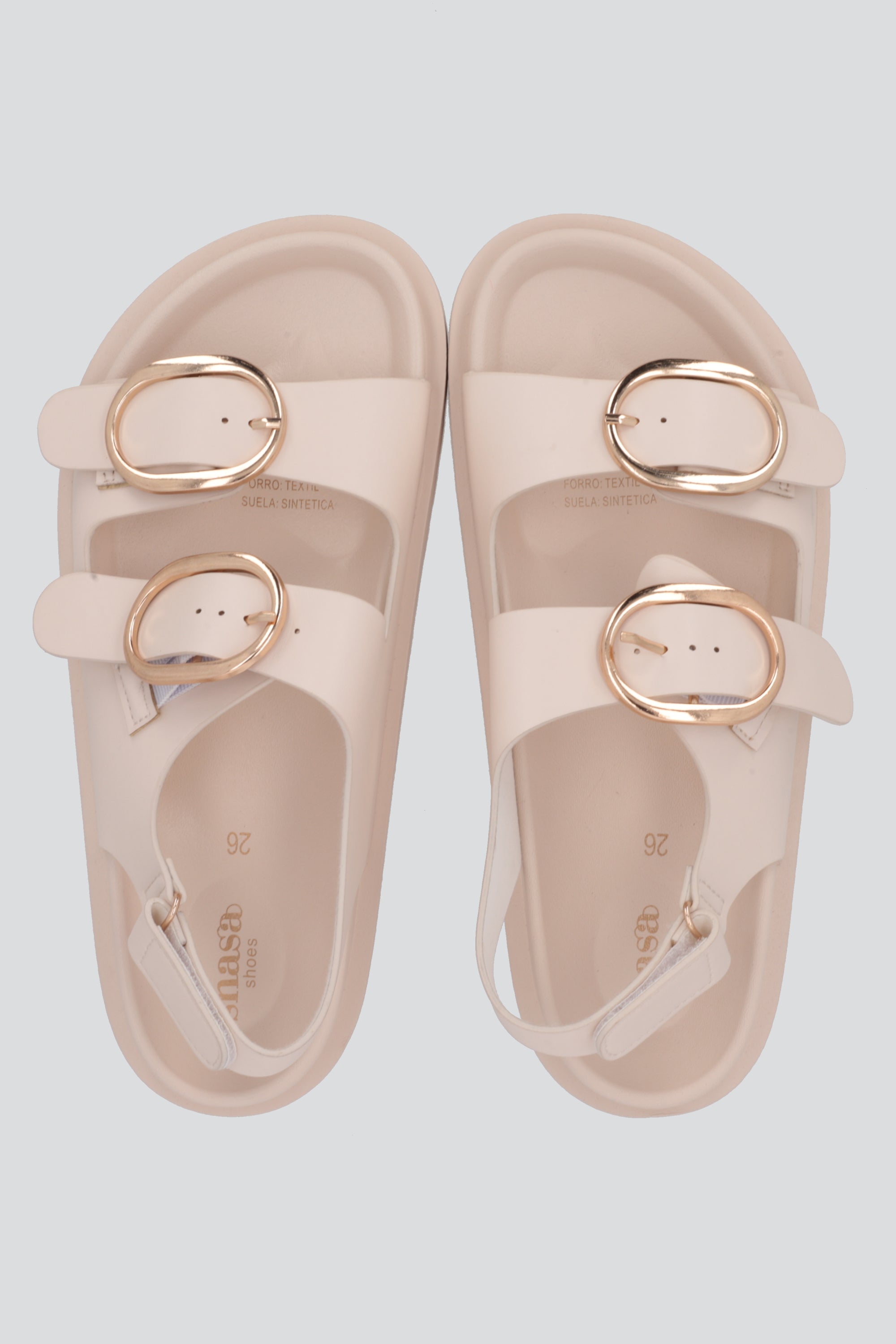 Sandalia tiras chunky hebillas HUESO