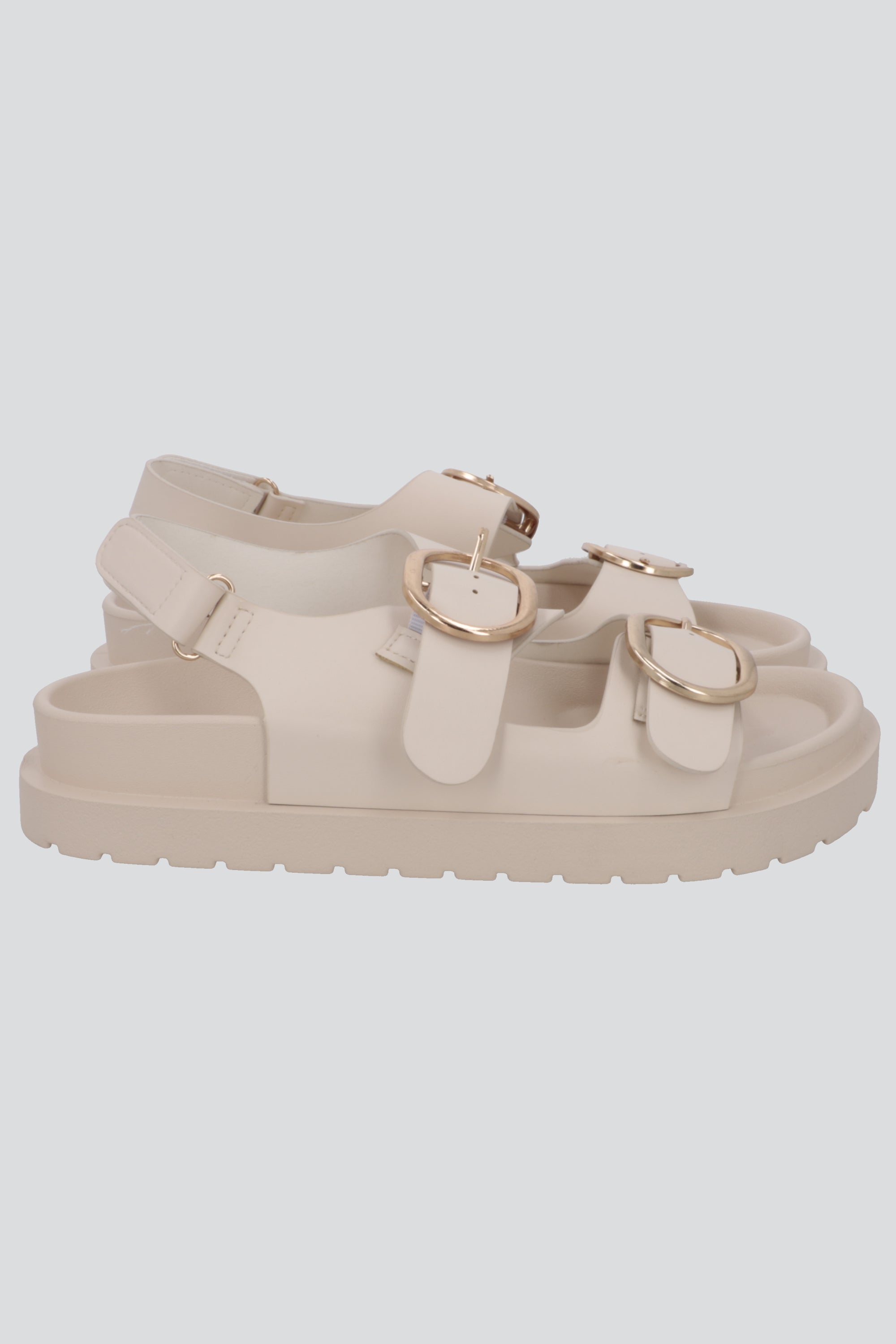 Sandalia tiras chunky hebillas HUESO