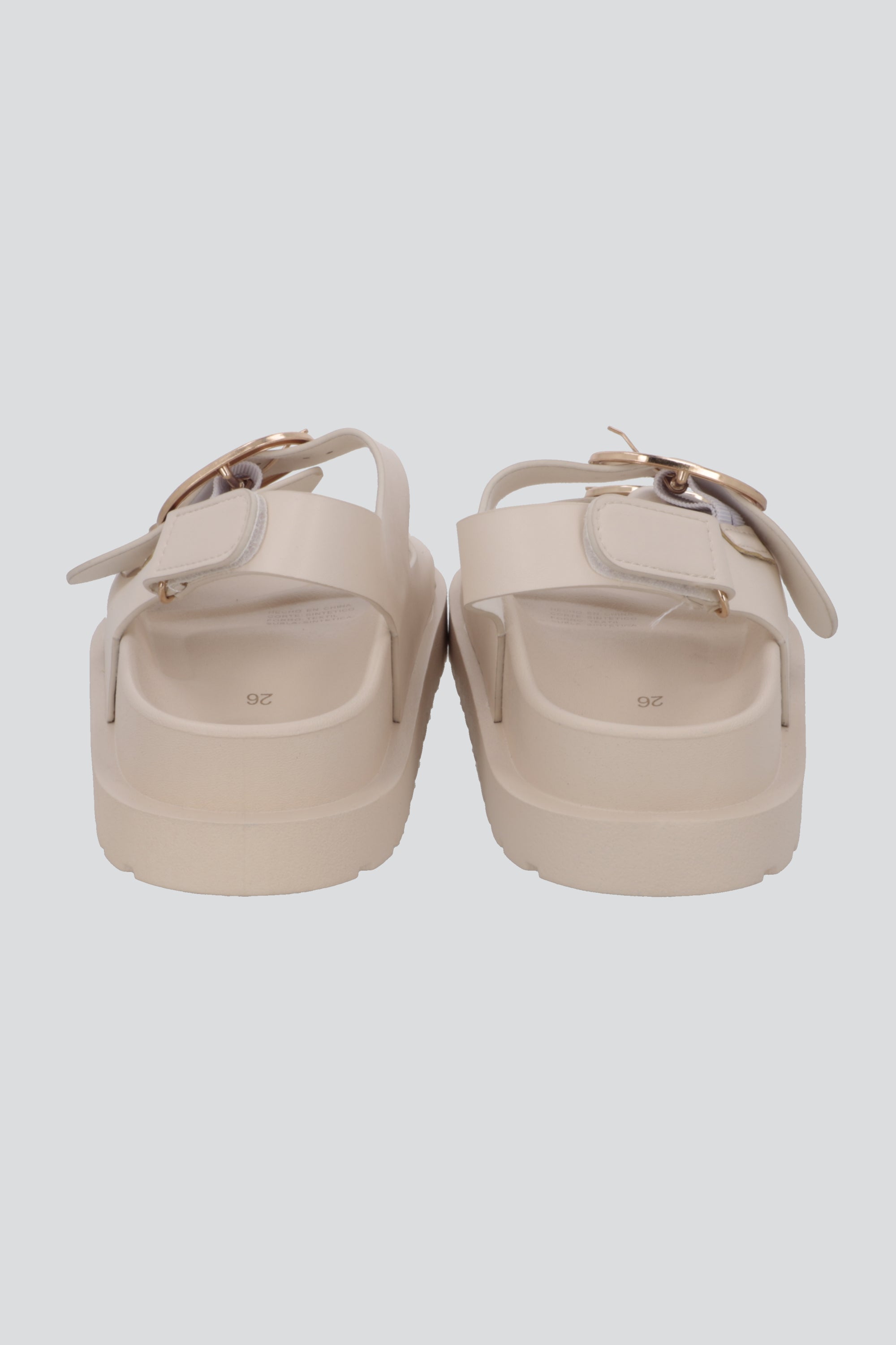 Sandalia tiras chunky hebillas HUESO