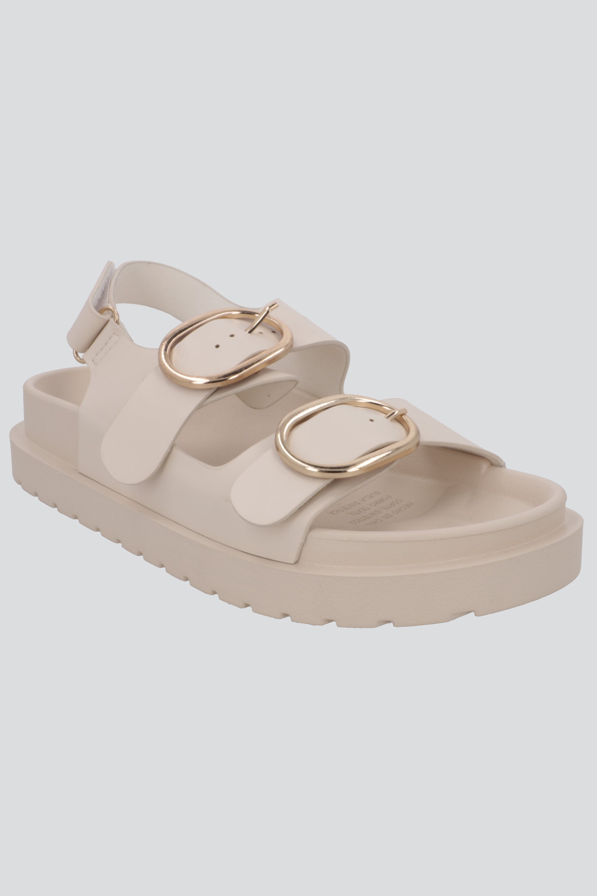 Sandalia tiras chunky hebillas HUESO
