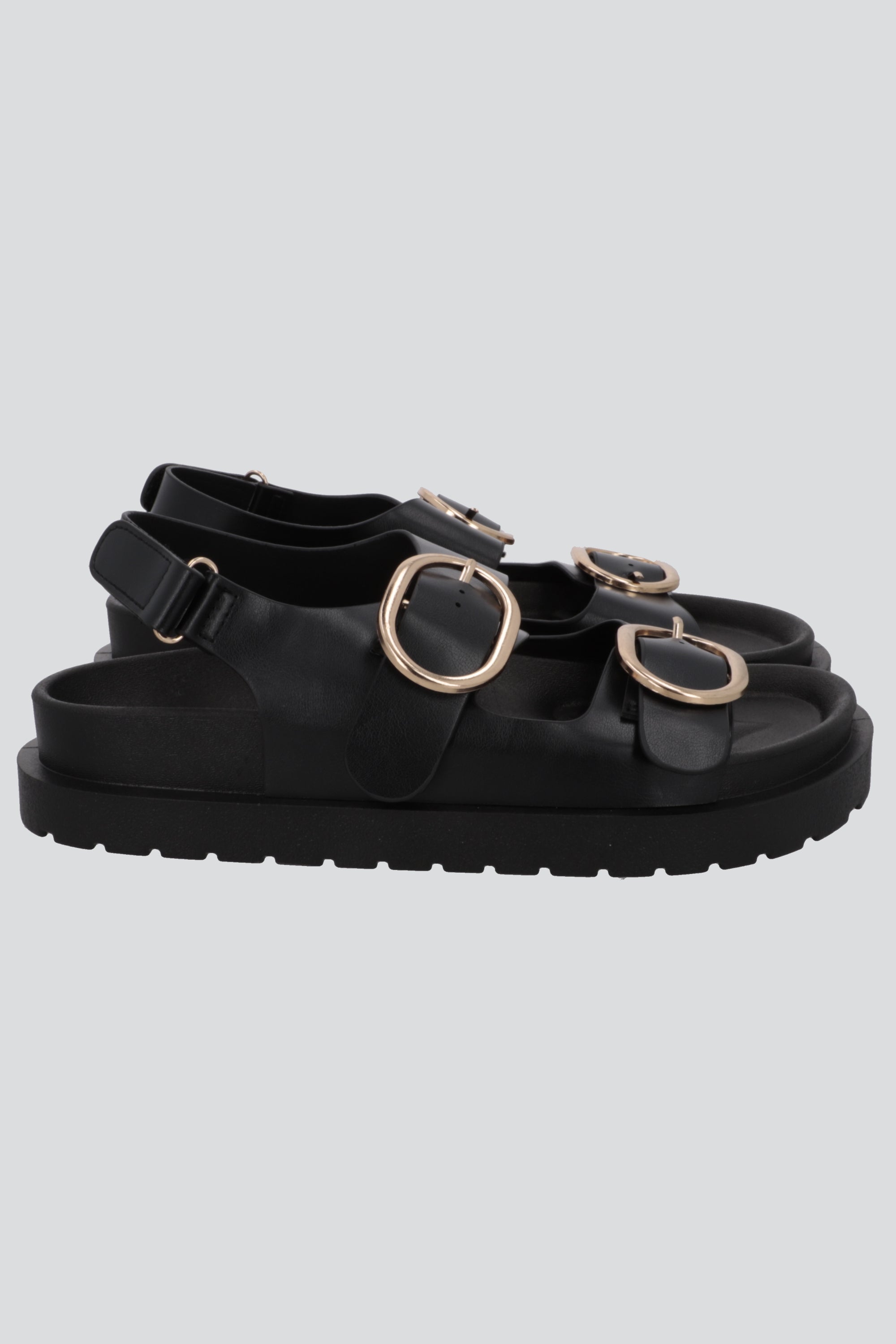 Sandalia tiras chunky hebillas NEGRO