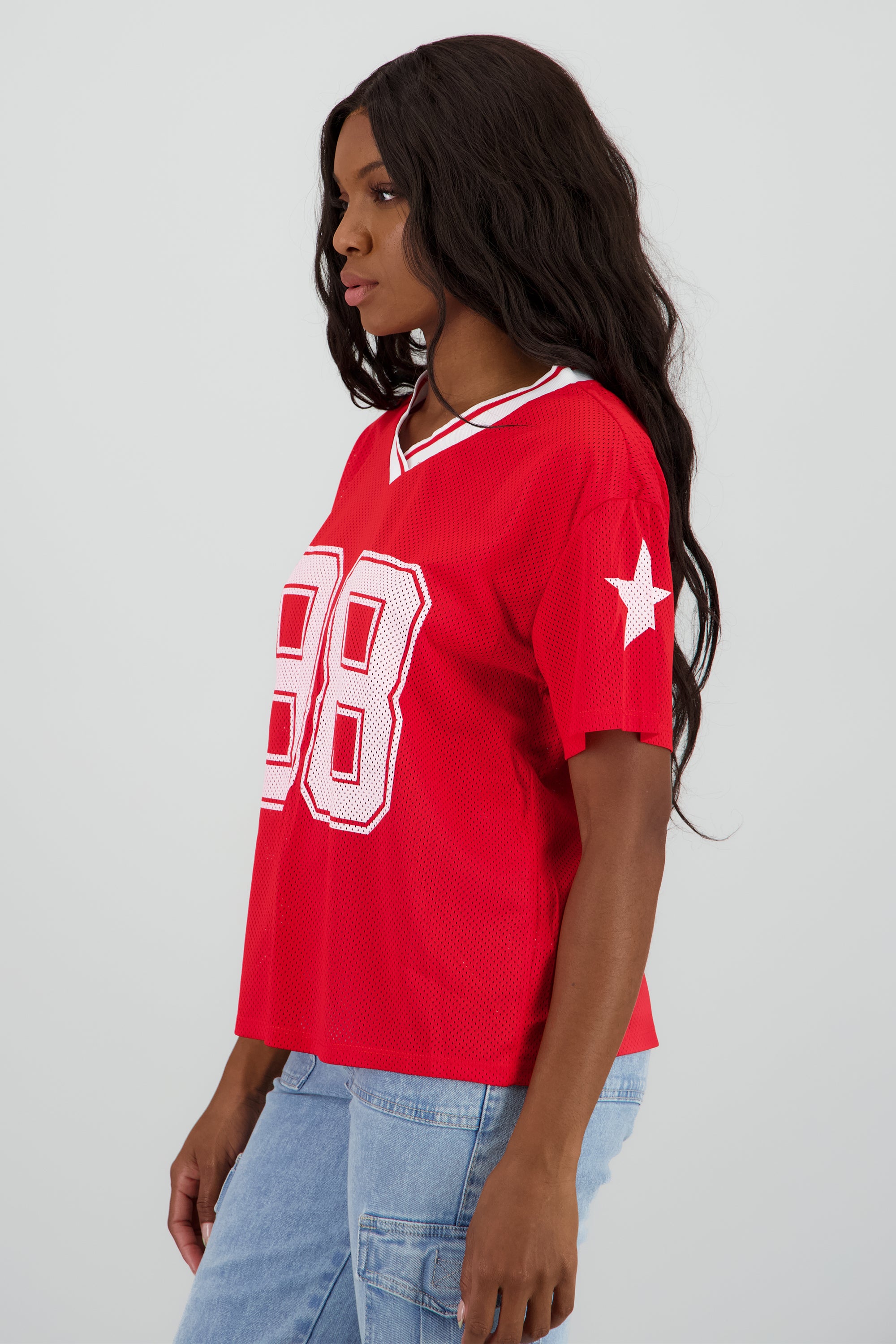 Playera over estampado numero ROJO COMBO
