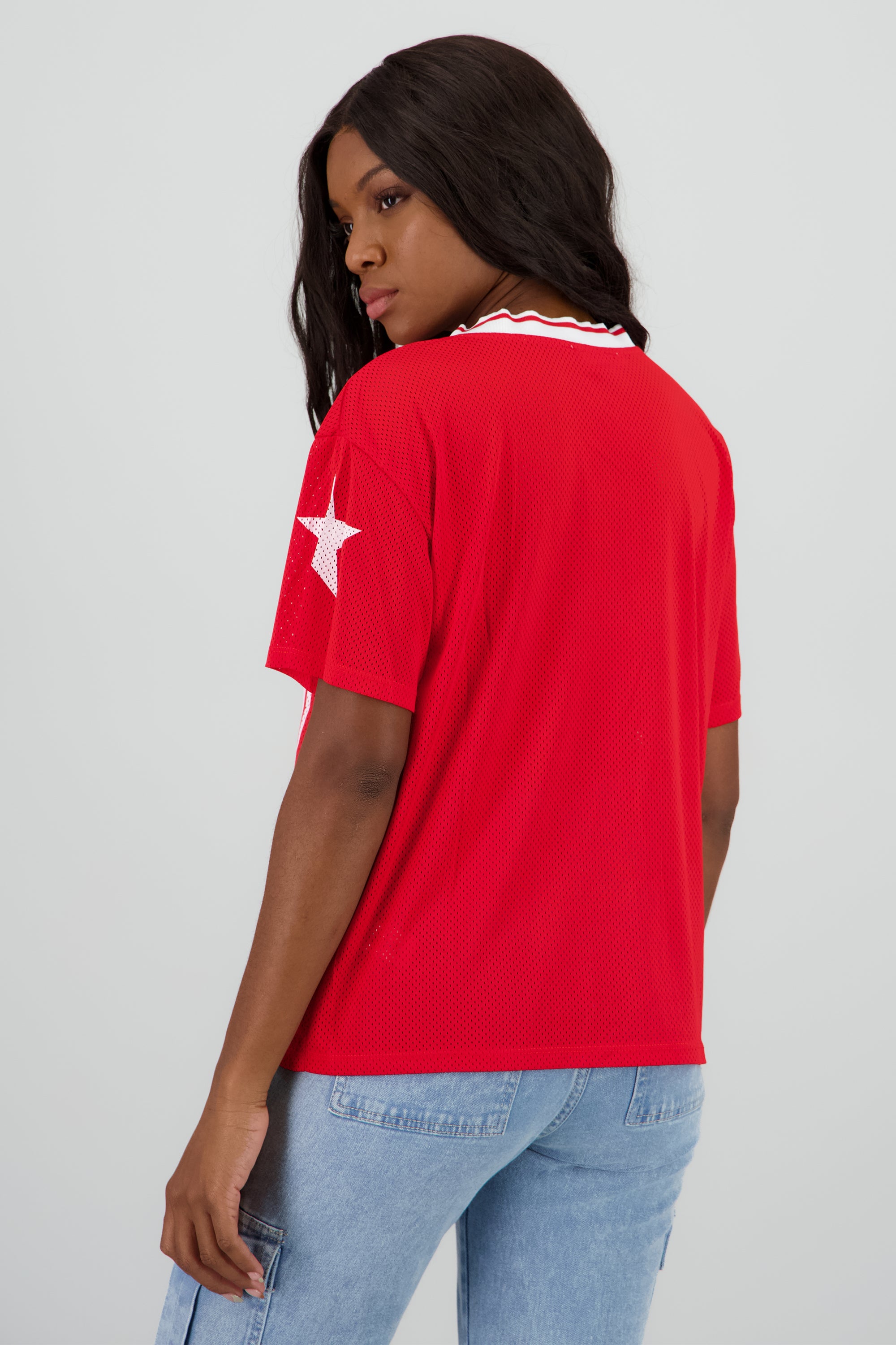 Playera over estampado numero ROJO COMBO