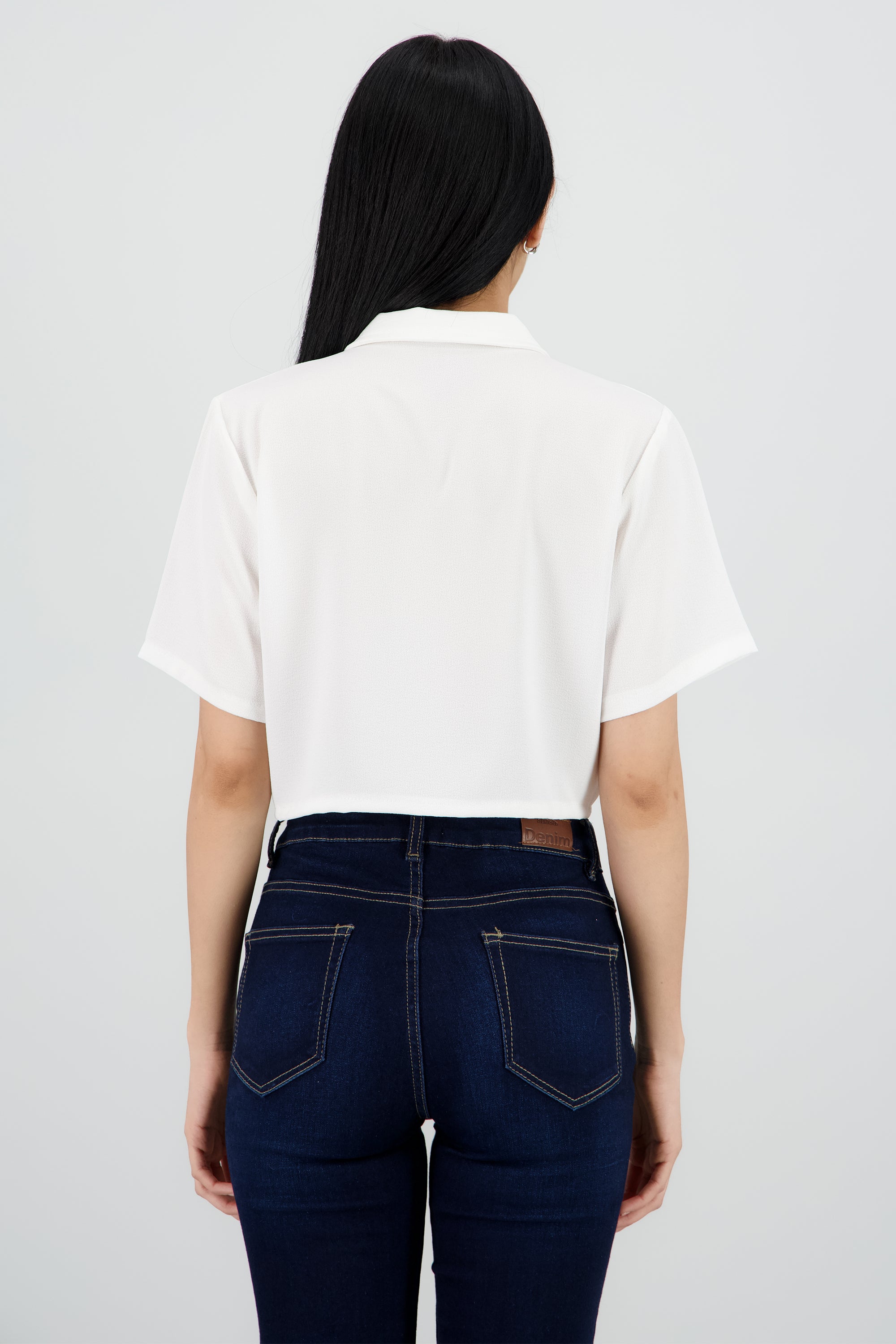 Camisa crop detalle bolsas BLANCO