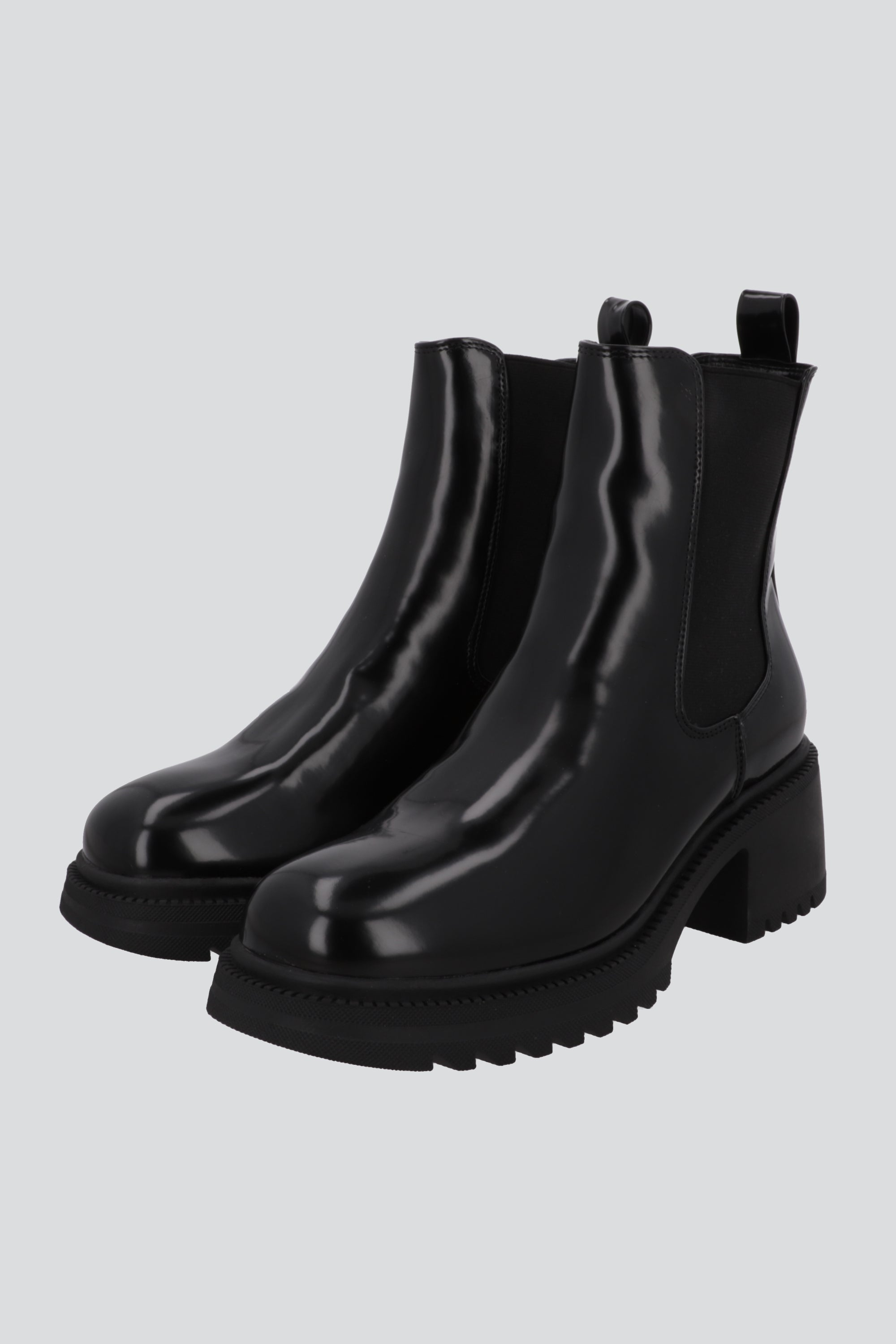 Botin chelsea punta rebanada tacon bloque NEGRO