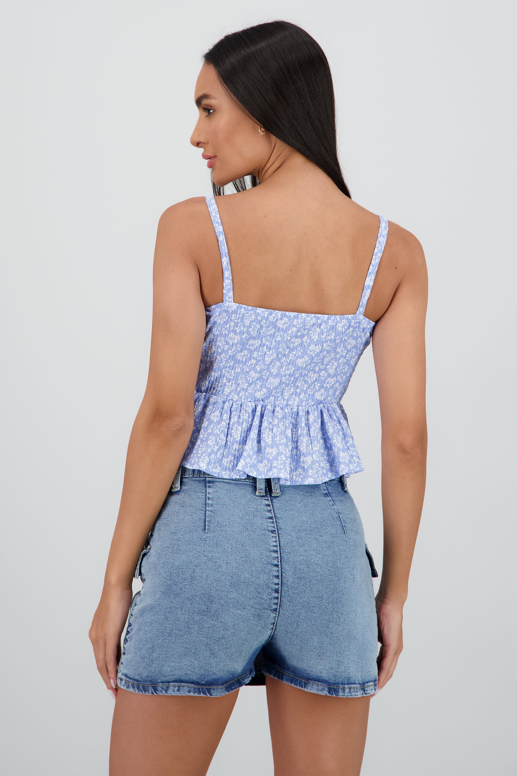 Top tirantes detalle olan moños AZUL PASTEL
