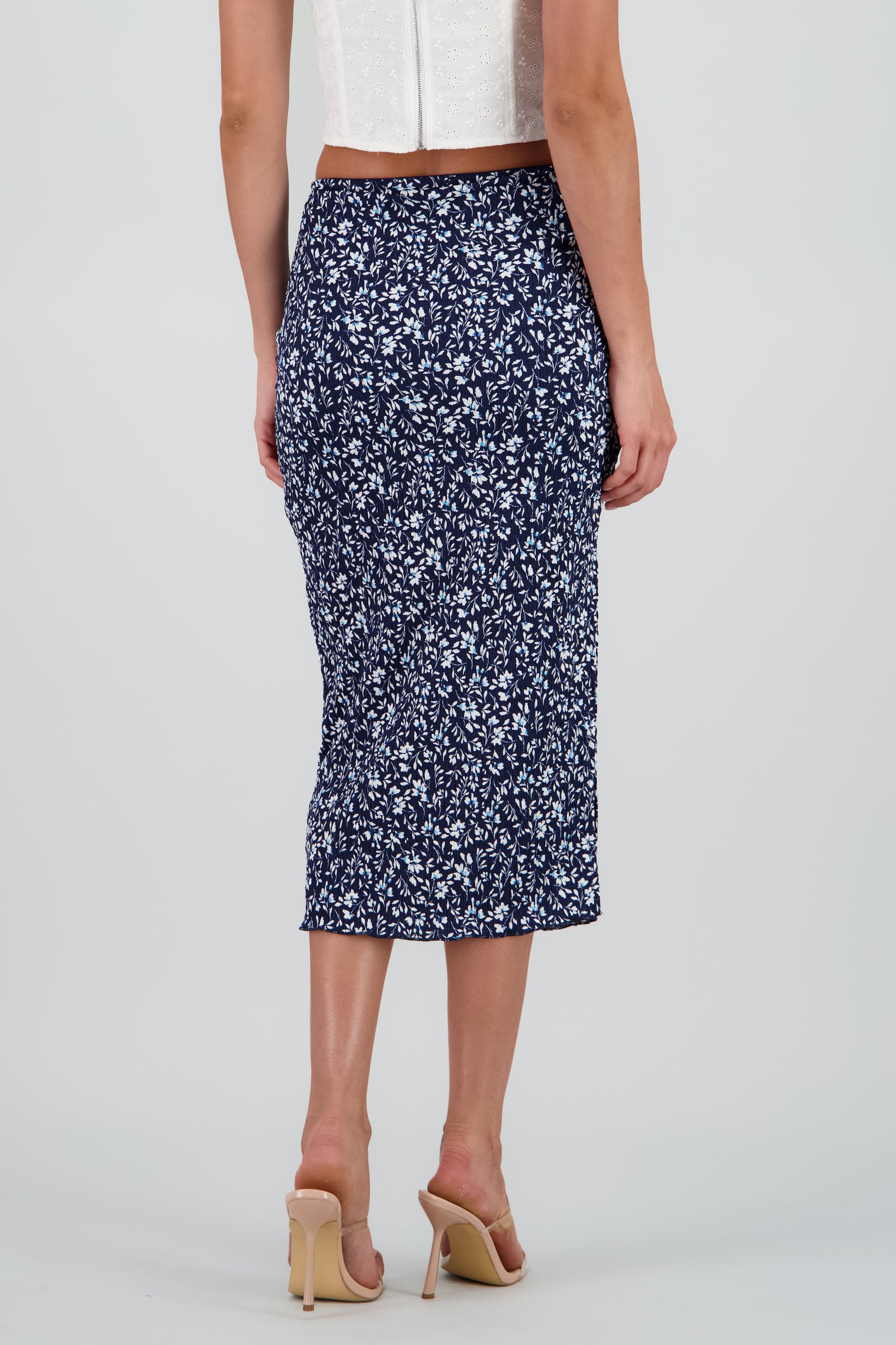Falda midi abertura mini flores MARINO COMBO