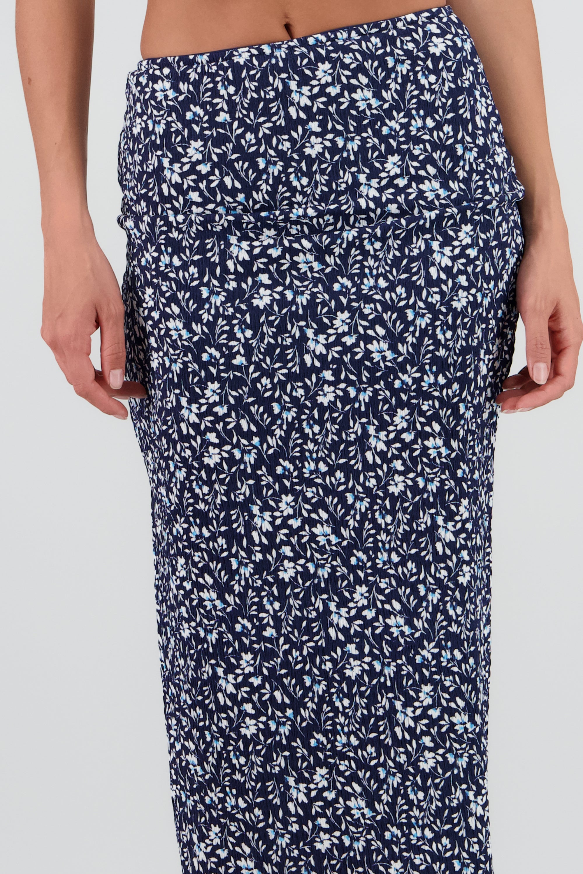 Falda midi abertura mini flores MARINO COMBO