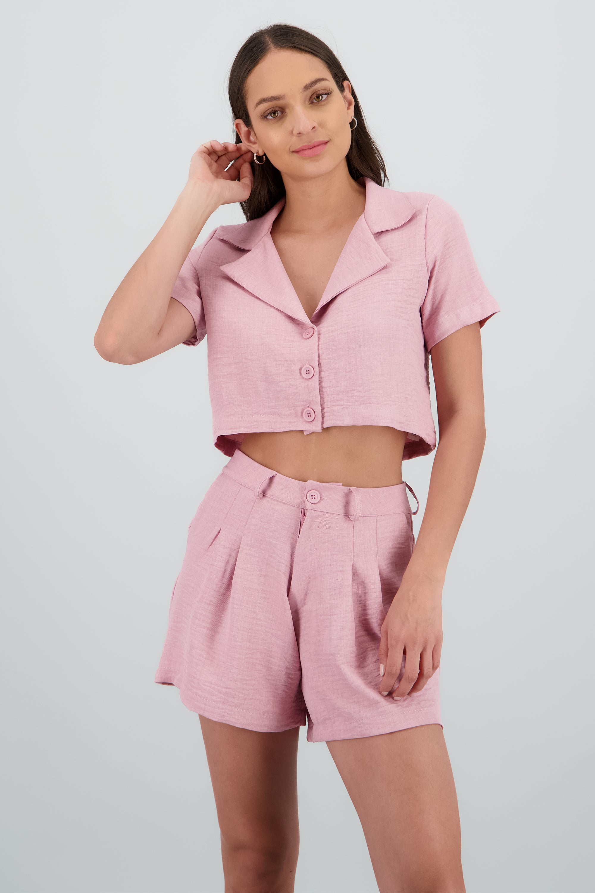 Camisa crop manga corta PALO DE ROSA