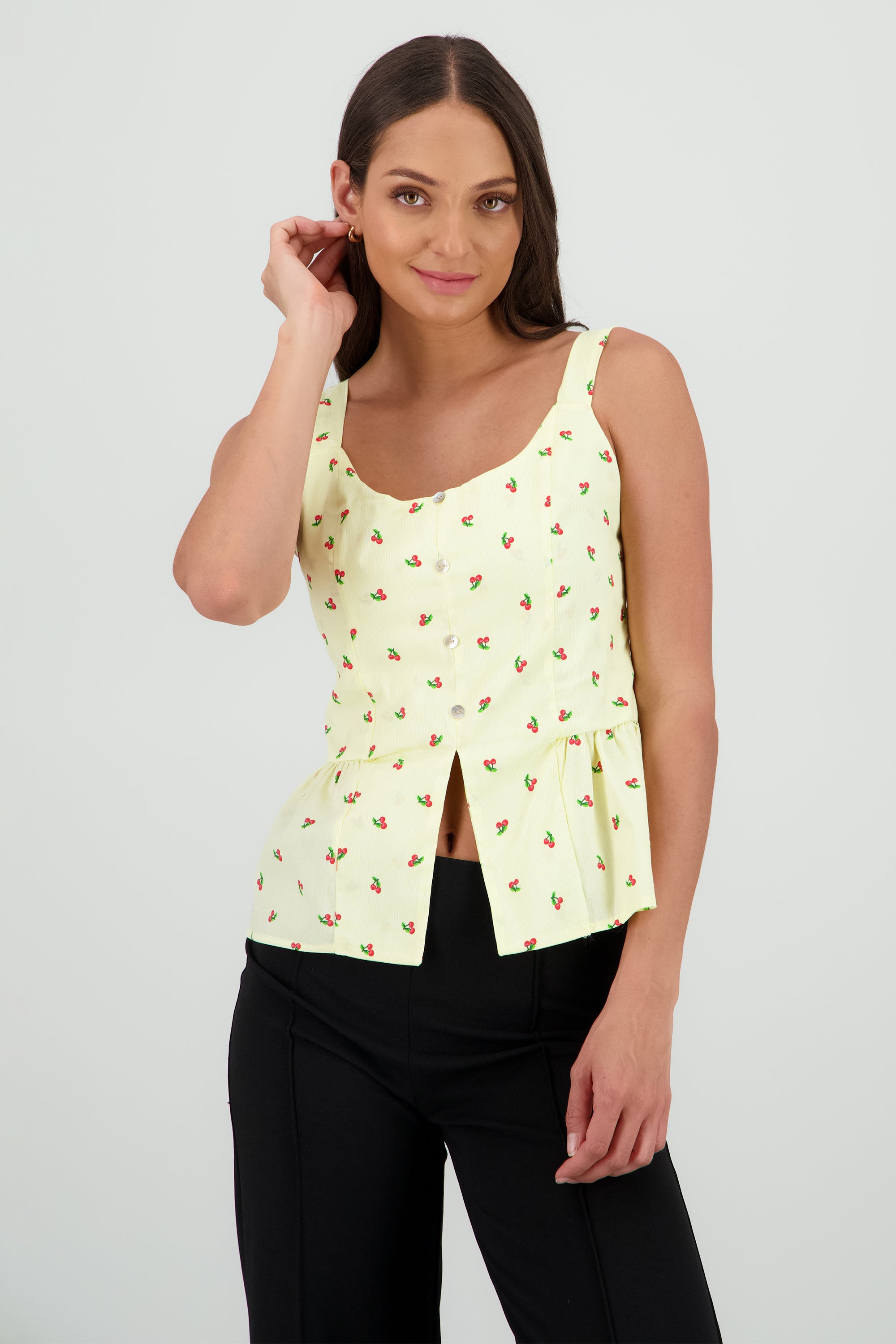 Top tirantes detalle olan botones AMARILLO PASTEL