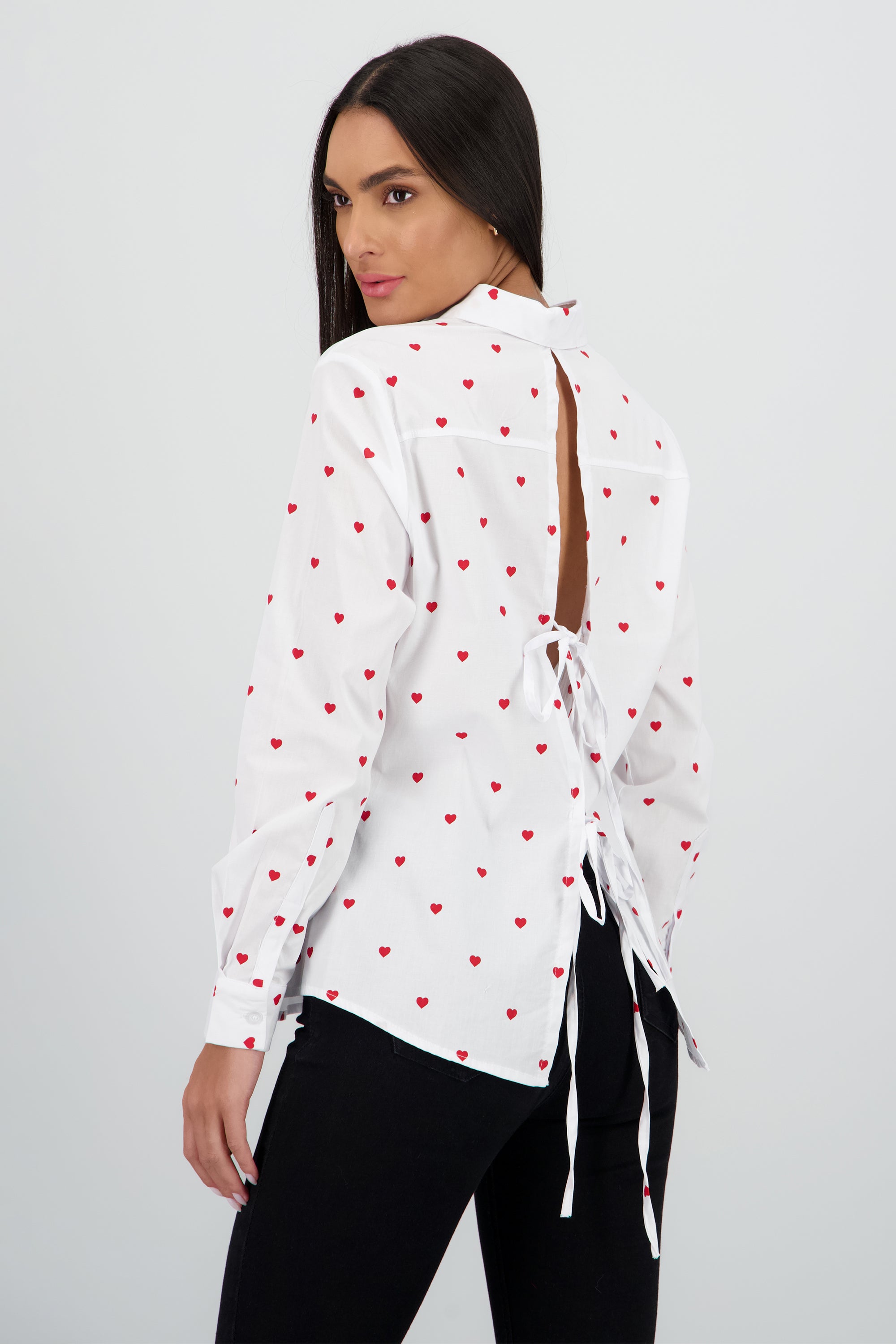 Camisa oversize detalle abertura espalda BLANCO COMBO