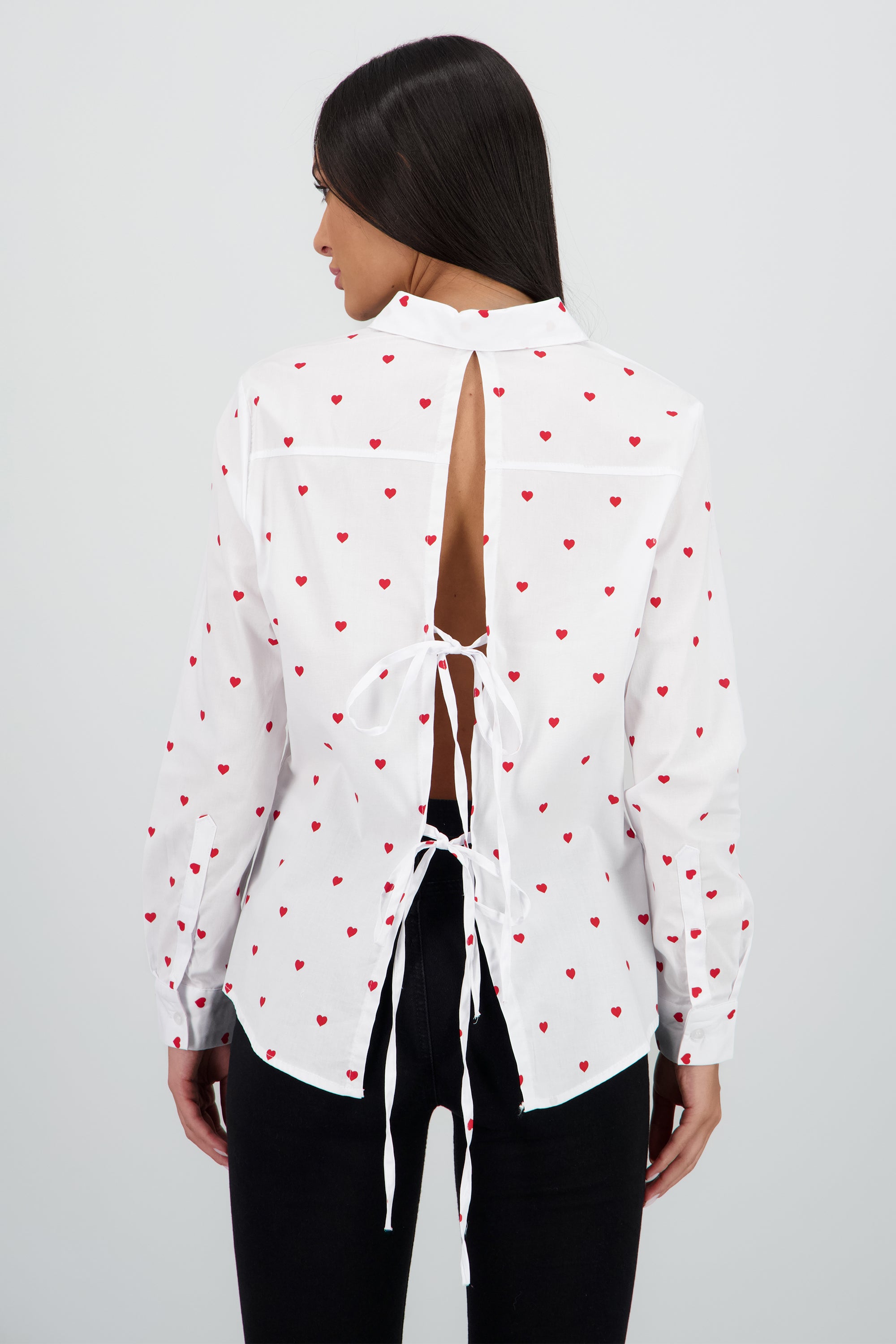 Camisa oversize detalle abertura espalda BLANCO COMBO