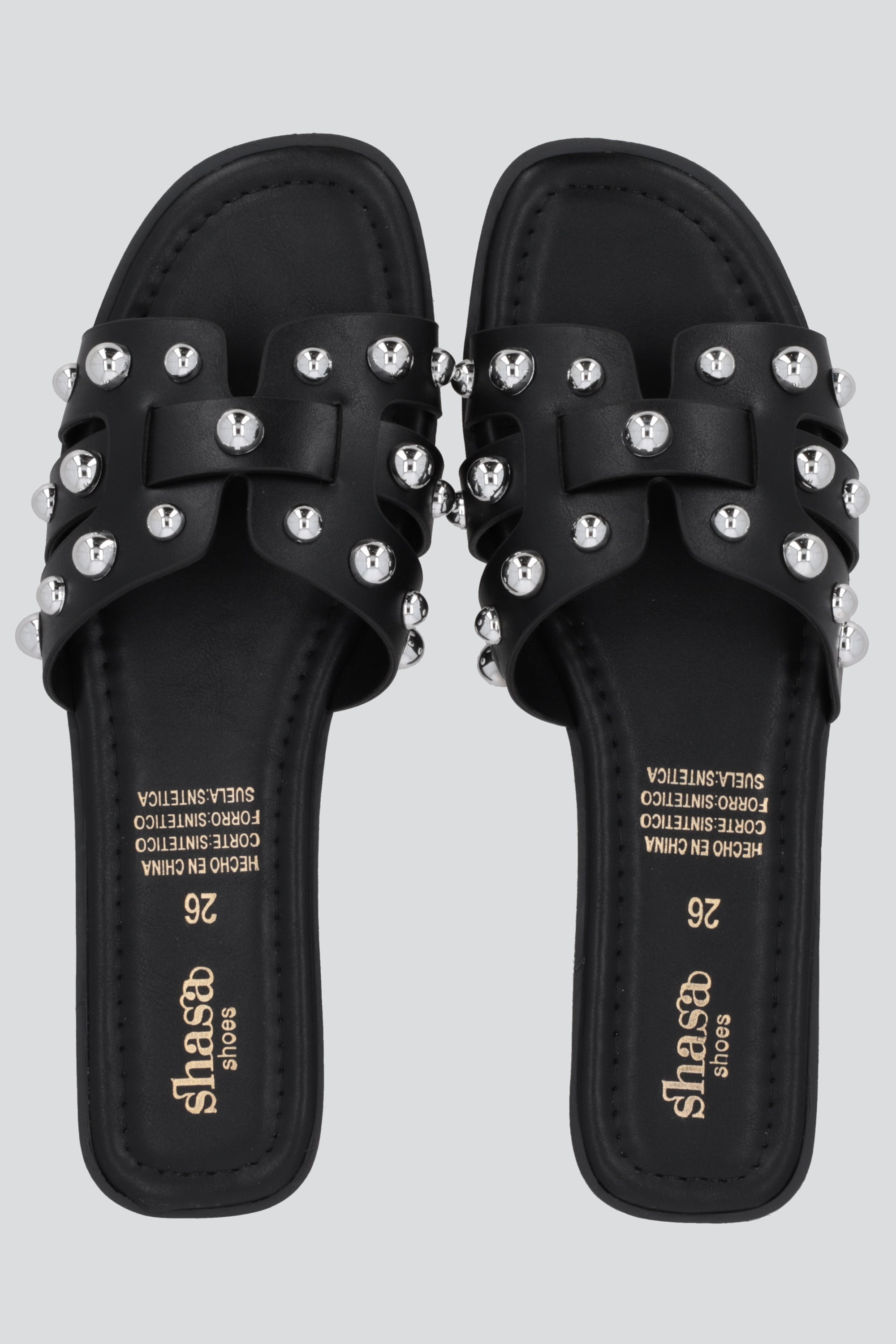 Sandalia greca mega studs NEGRO