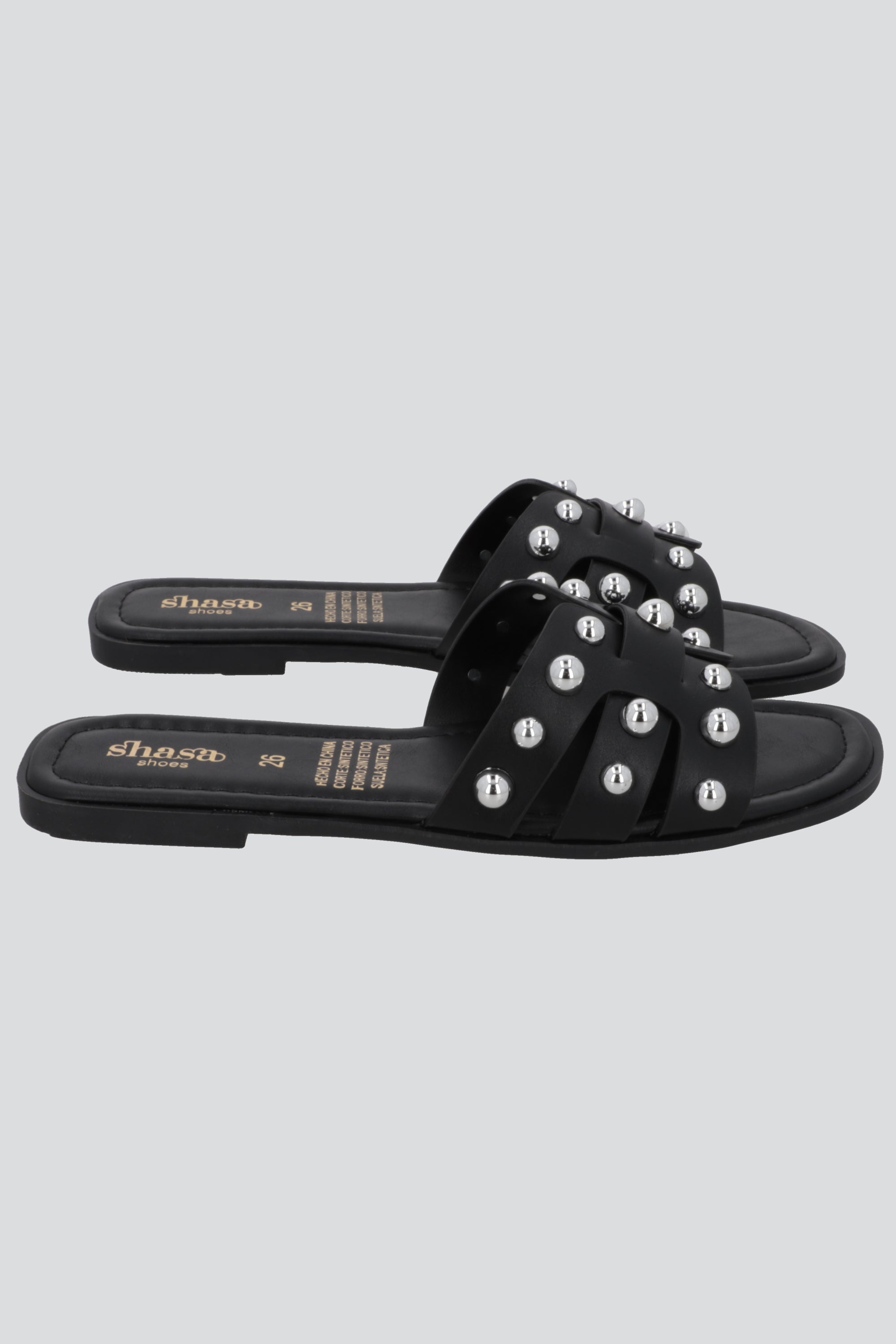 Sandalia greca mega studs NEGRO