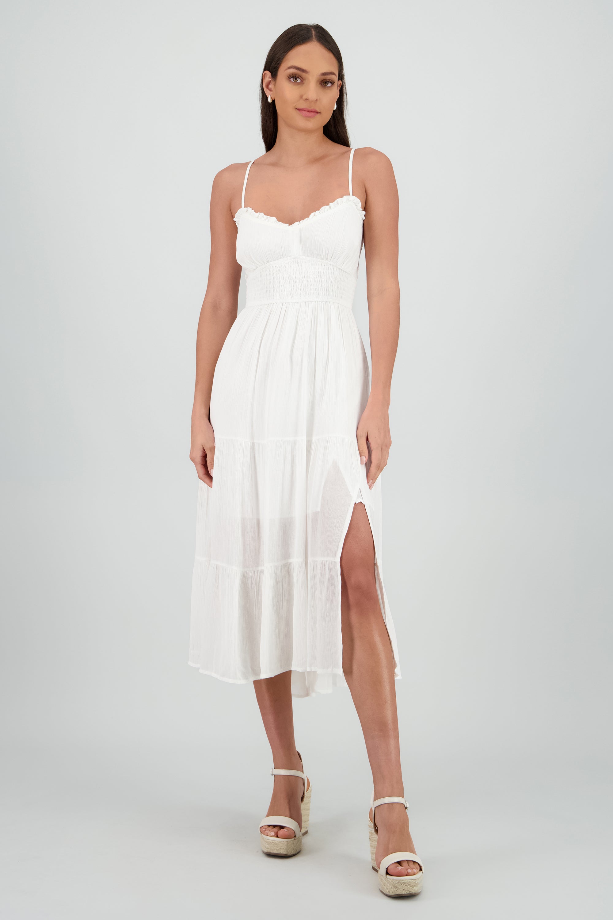 Vestido maxi con tirantes BLANCO
