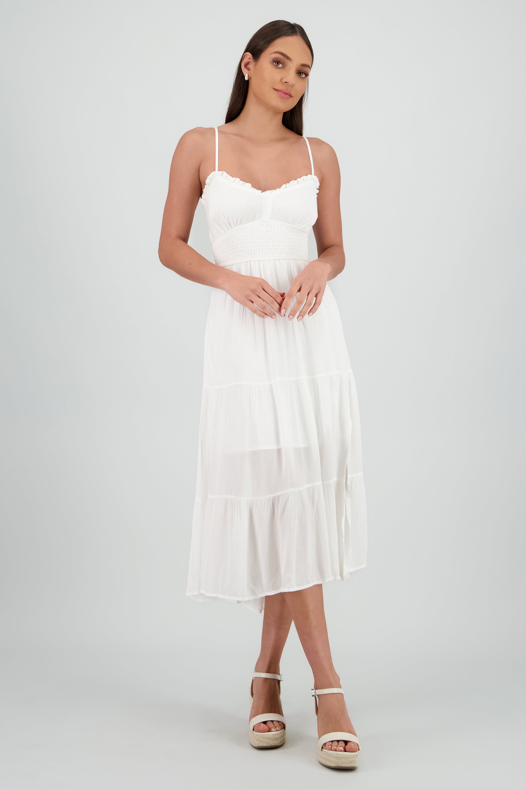 Vestido maxi con tirantes BLANCO