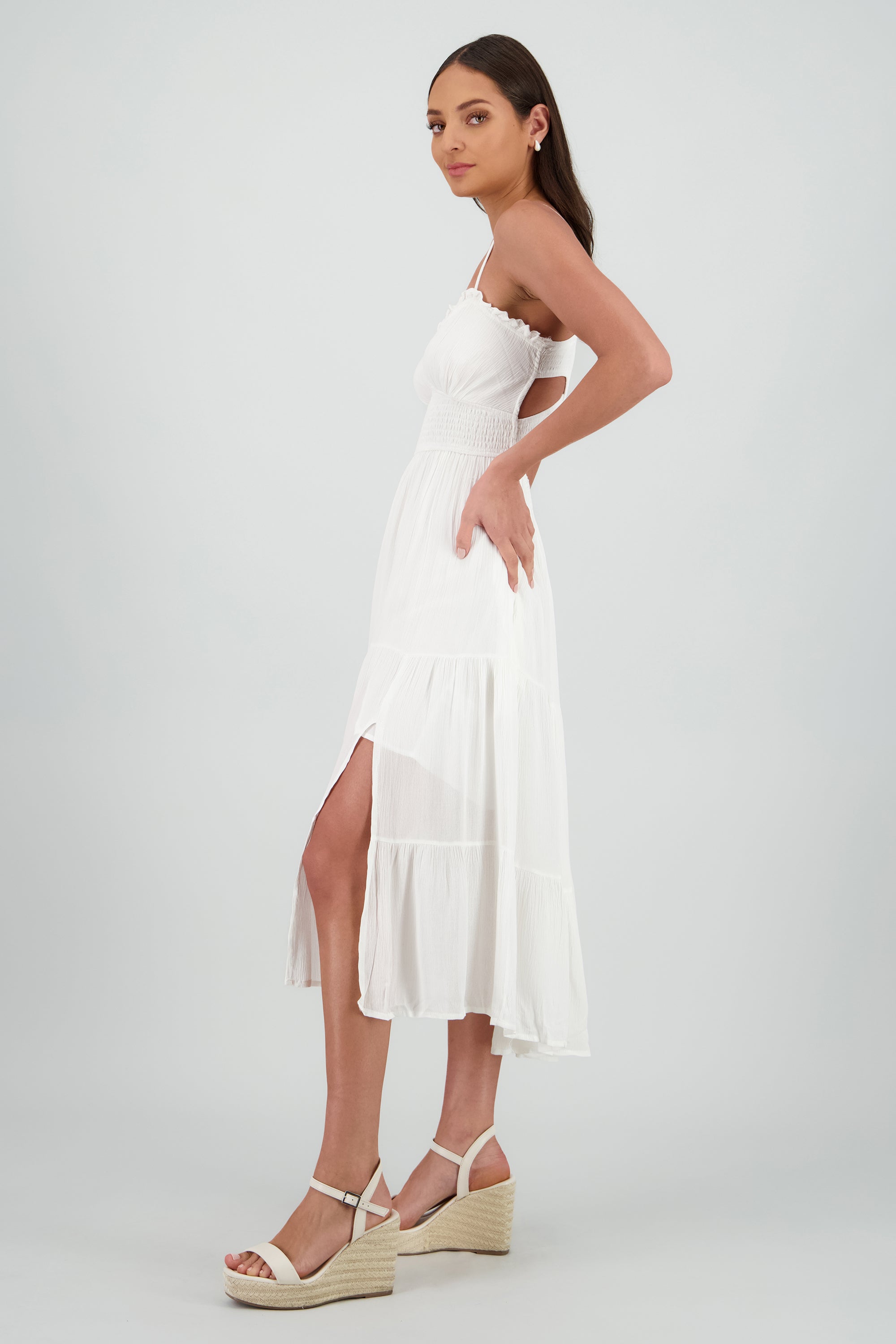 Vestido maxi con tirantes BLANCO