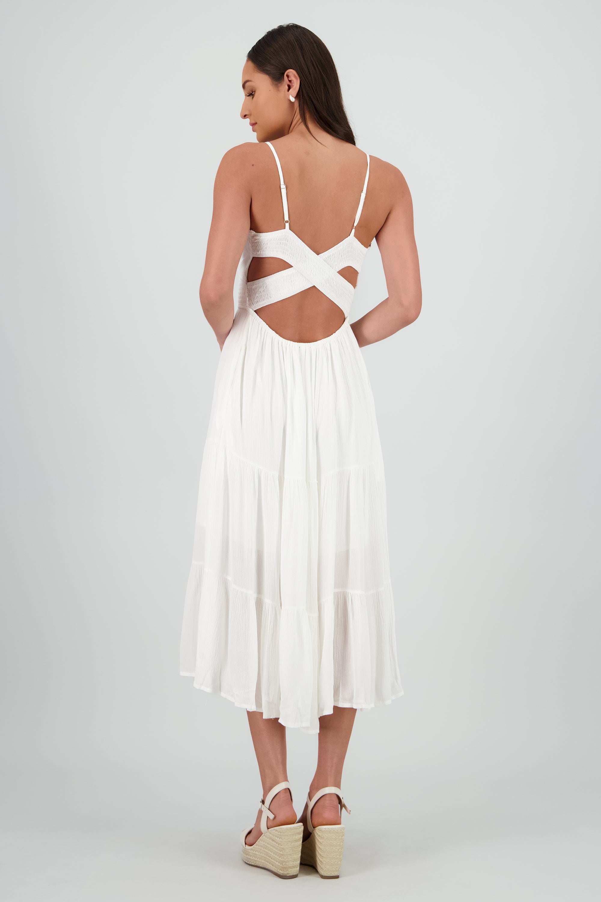 Vestido maxi con tirantes BLANCO