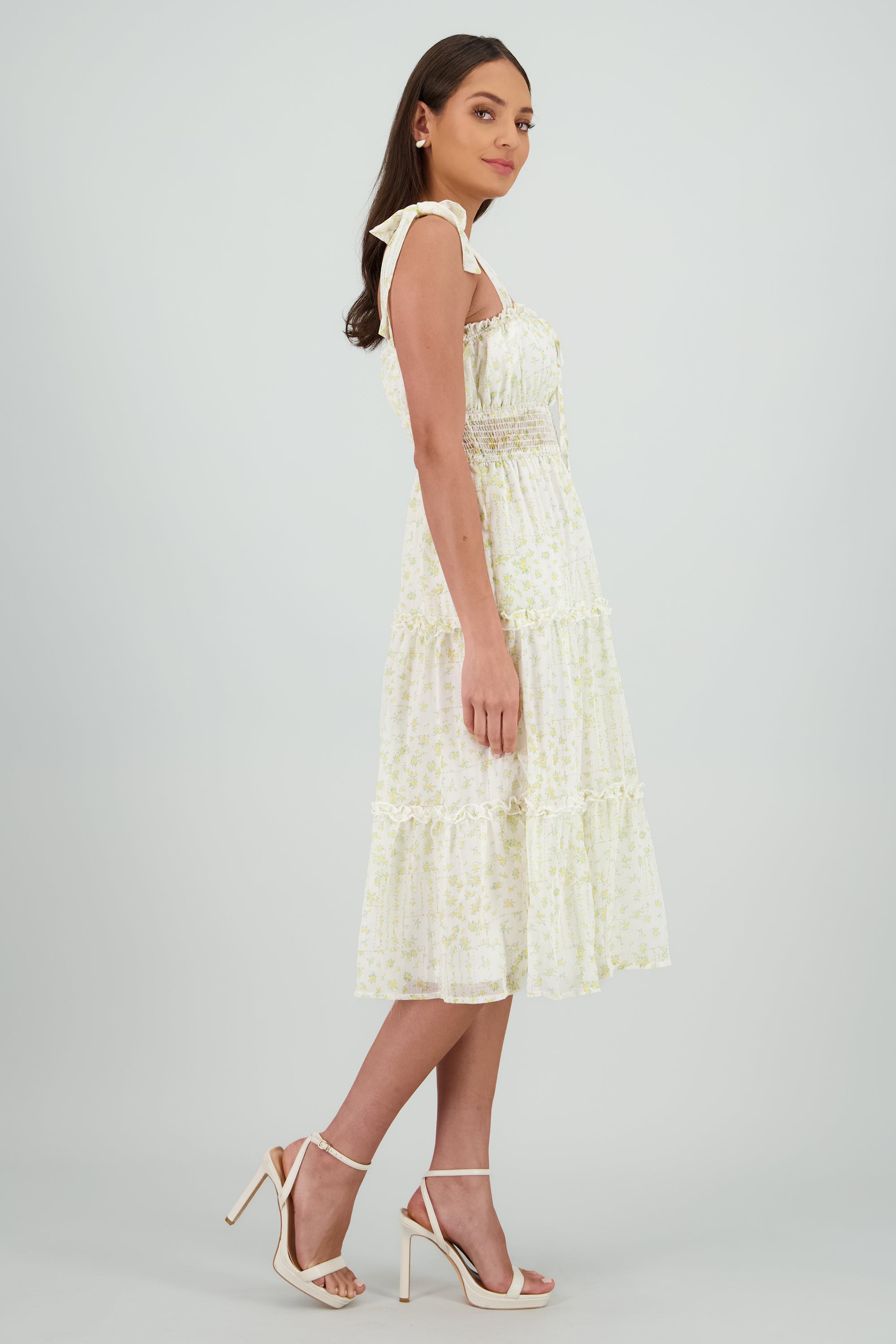 Vestido maxi estampado flores AMARILLO