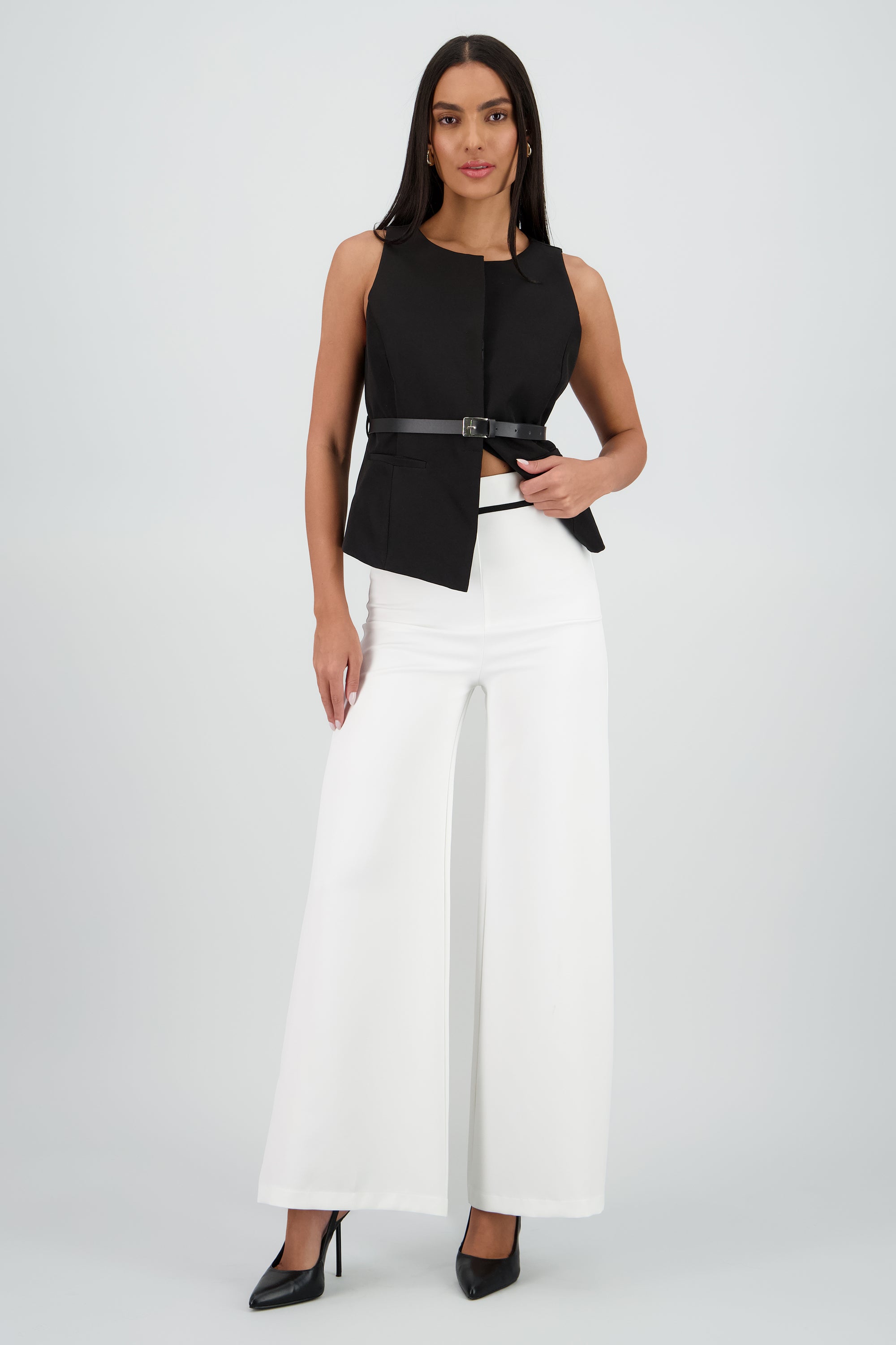 Pantalon liso contraste BLANCO