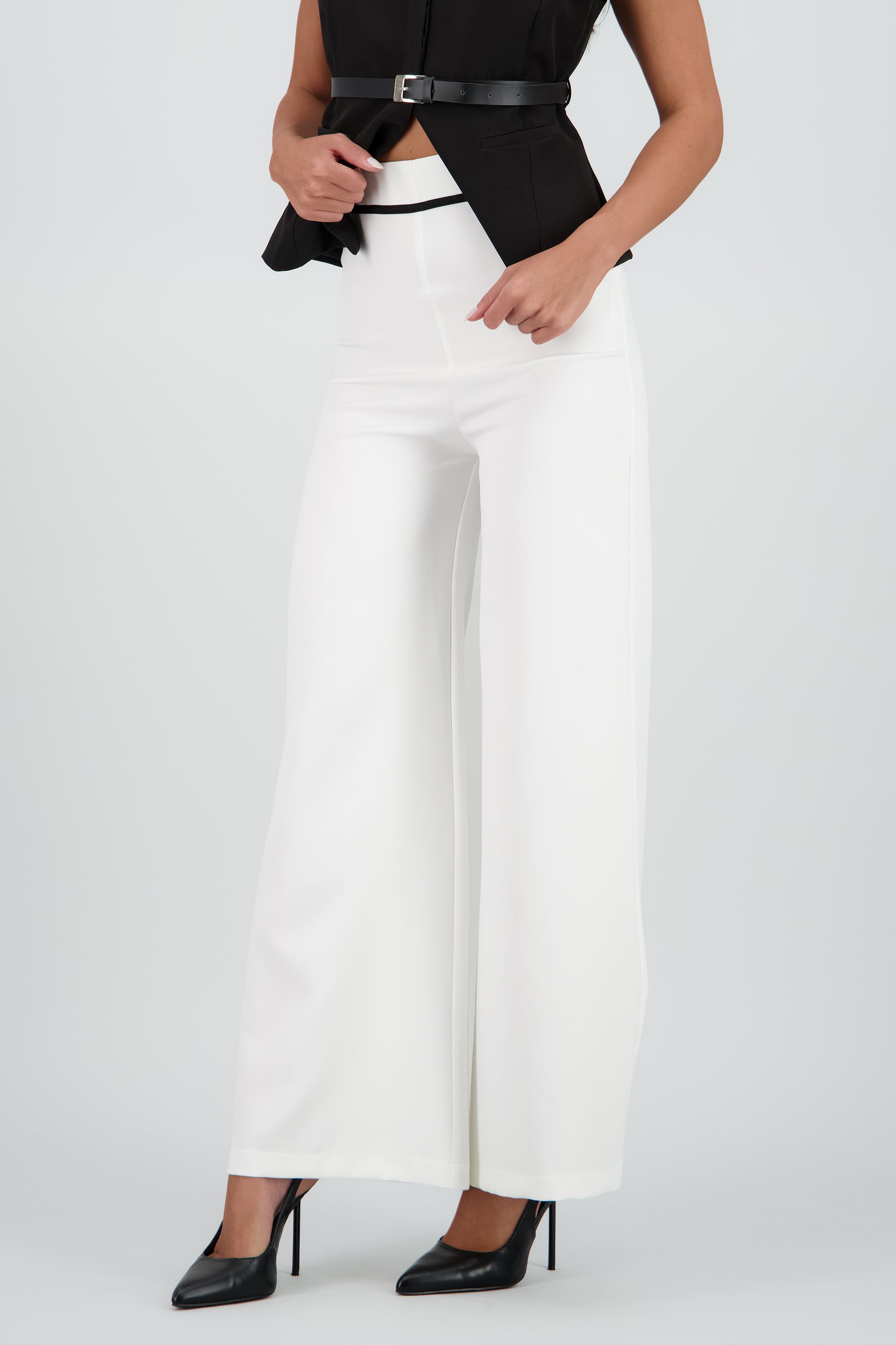 Pantalon liso contraste BLANCO