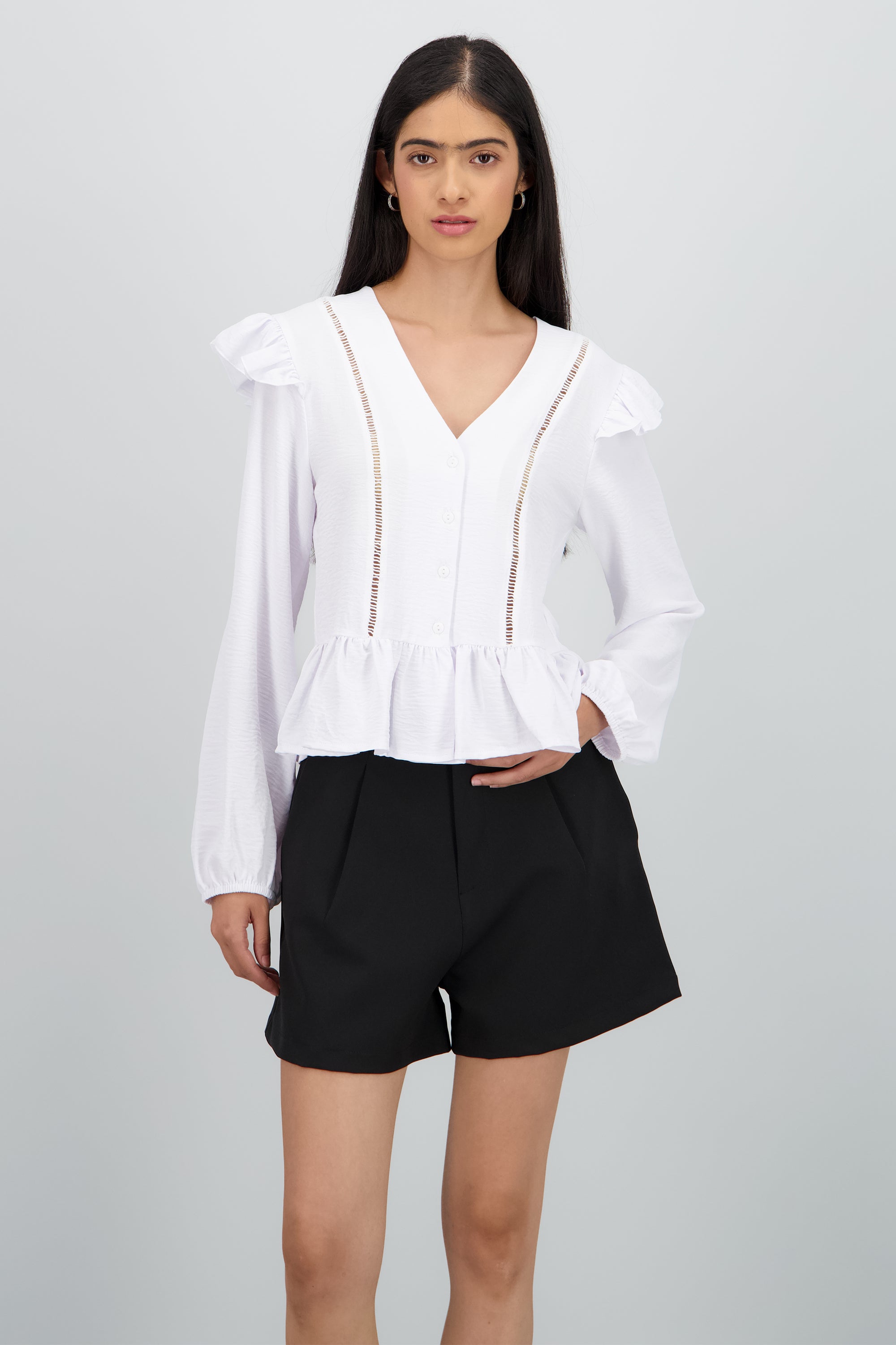 Blusa manga larga olanes BLANCO